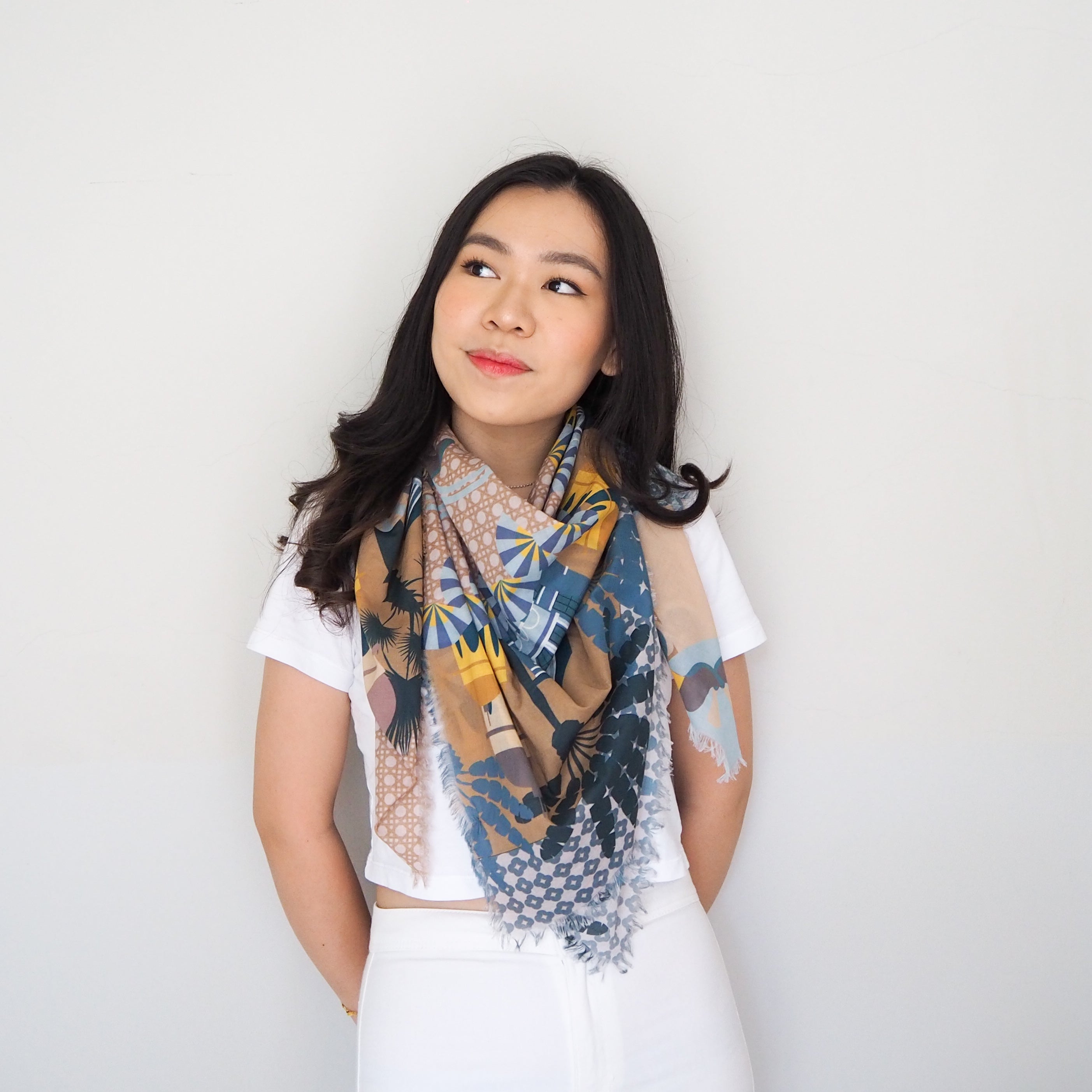 Enchanted Kampong Glam Cotton Scarf - Lightweight & Breathable Fashion Accessory for Women - Perfect for Travel, Beach, and Everyday Wear