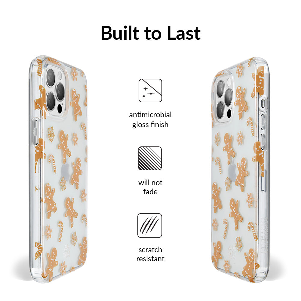 Festive Gingerbread Clear iPhone Case - Christmas Holiday Protective Cover for iPhone 13/14/15 - Perfect for Holiday Parties, Gifts & Winter Celebrations