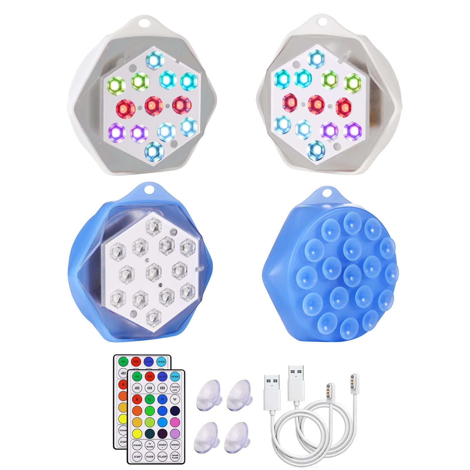 KIMWEI Squid Suction Pool Lights - Rechargeable Submersible LED Lights, IP68 Waterproof Bathtub Lights with 16 Color Changing Modes, Perfect for Spa, Ponds, Hot Tubs, Swimming Pools, and Backyard Decor