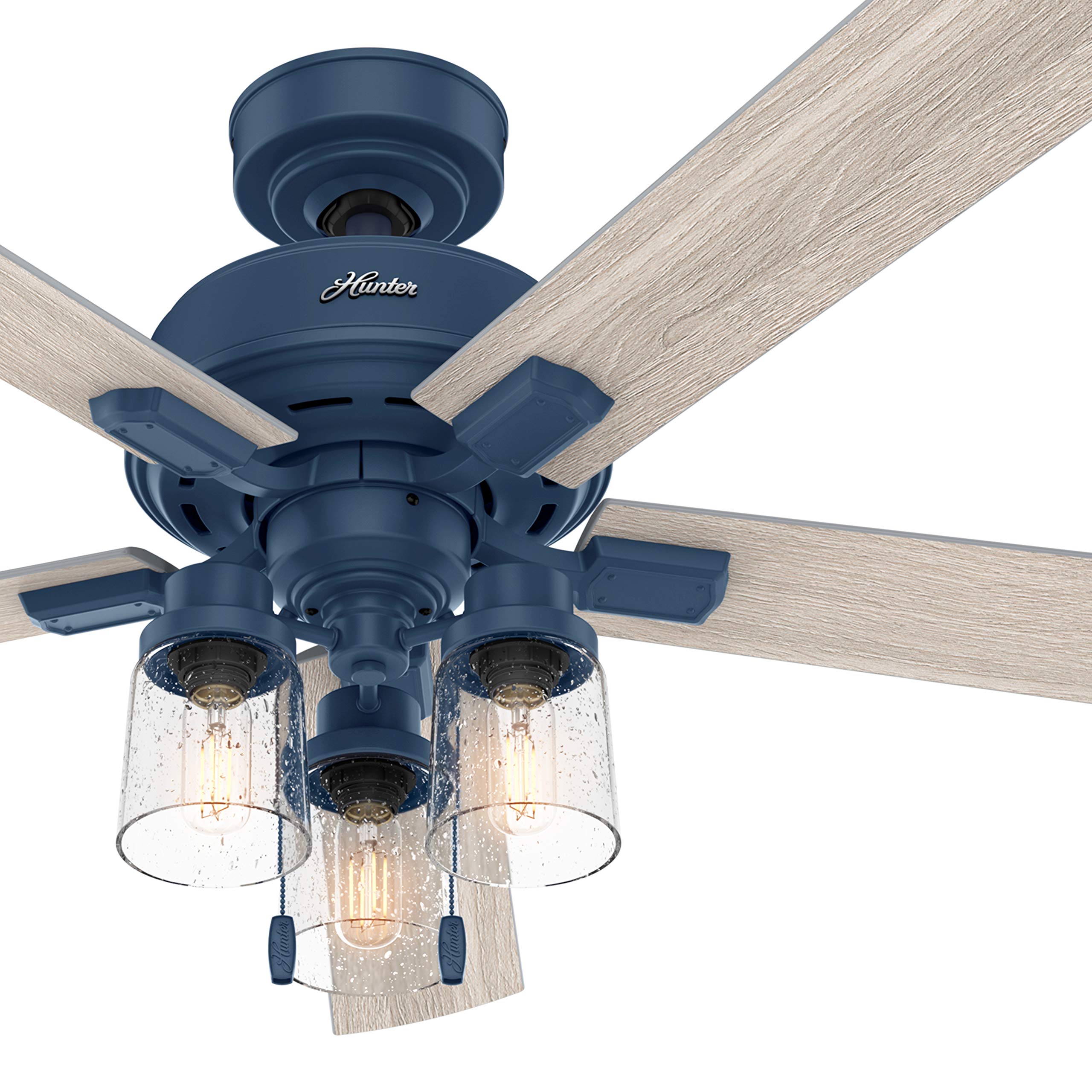 Hunter Fan 52 Inch Indoor Ceiling Fan with Light Kit - Casual Indigo Blue (Renewed) - Perfect for Living Room, Bedroom & Home Office Cooling & Lighting
