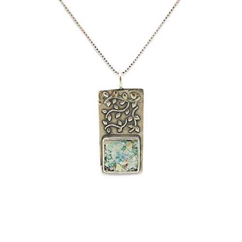 Ancient Roman Glass Sterling Silver Pendant - Handcrafted Tree Branch Design Jewelry for Women, Perfect for Gifts, Weddings & Everyday Elegance