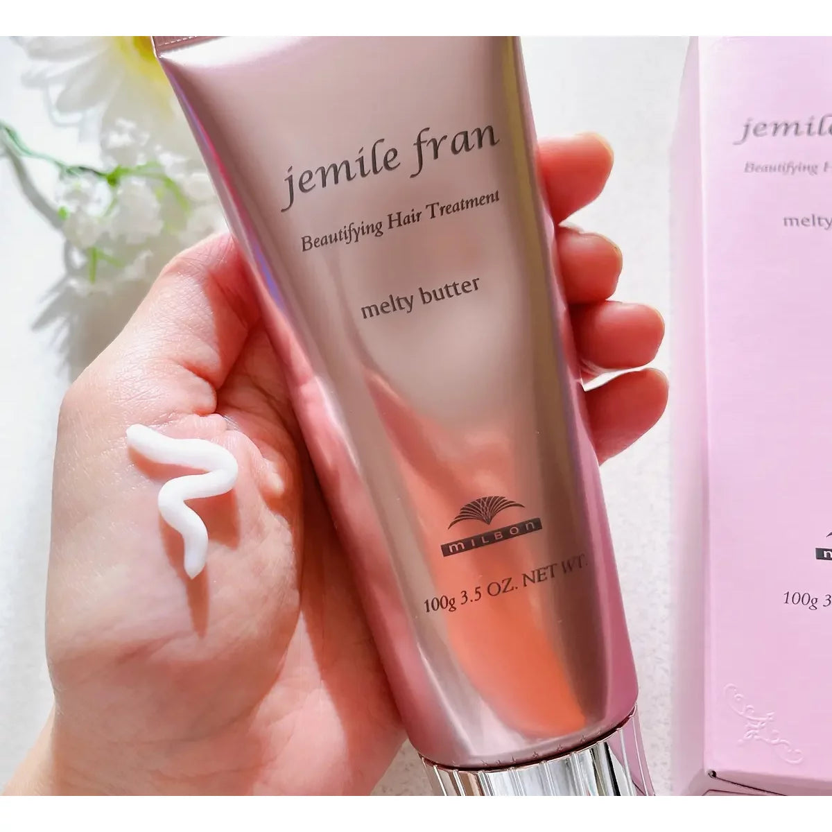 Milbon Jemile Fran Melty Butter No Rinse Hair Treatment 100g - Deep Conditioning Hair Mask for Dry, Damaged Hair - Perfect for Salon-Quality At-Home Hair Care & Post-Color Treatment