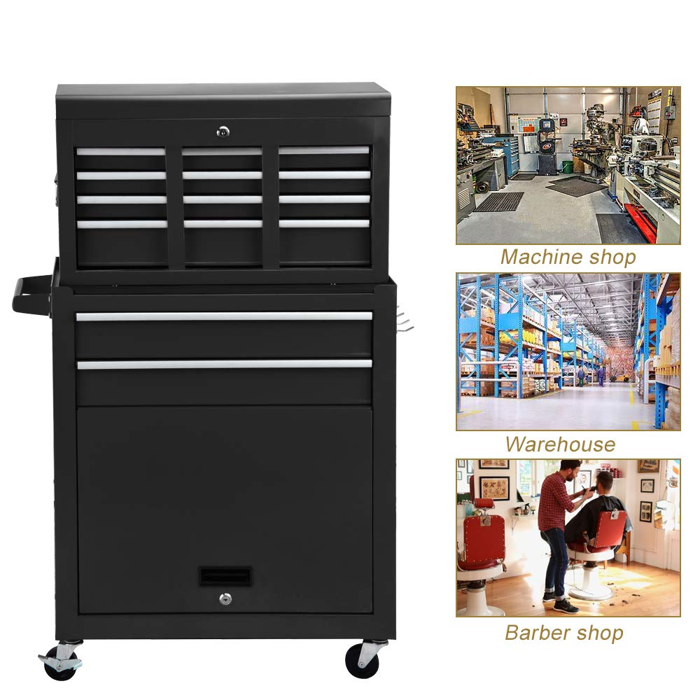 iChoice 8-Drawer Rolling Tool Chest with Lock - 2-in-1 Detachable Portable Tool Box & Mobile Workbench - Heavy Duty Garage Tool Cabinet with Wheels for Warehouse Organization (Perfect for Mechanics, DIY Projects & Home Workshop Storage)