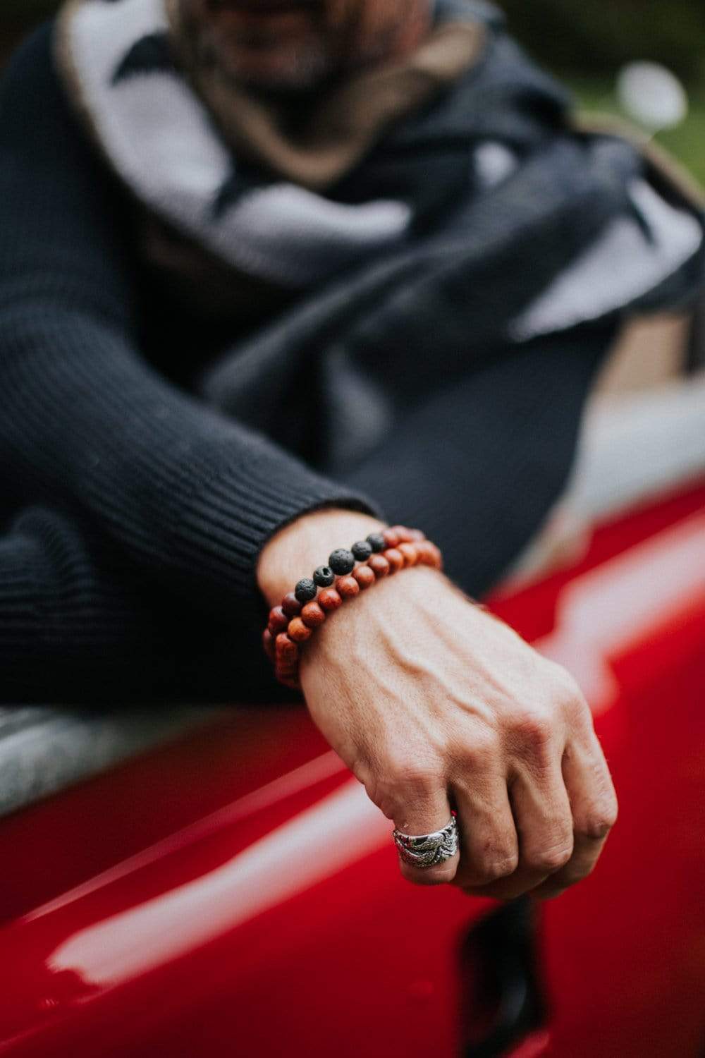 Natural Healing Wood & Lava Rock Bracelet for Men Women - Stress Relief, Positive Energy, Chakra Balancing - Perfect for Yoga, Meditation & Daily Wear