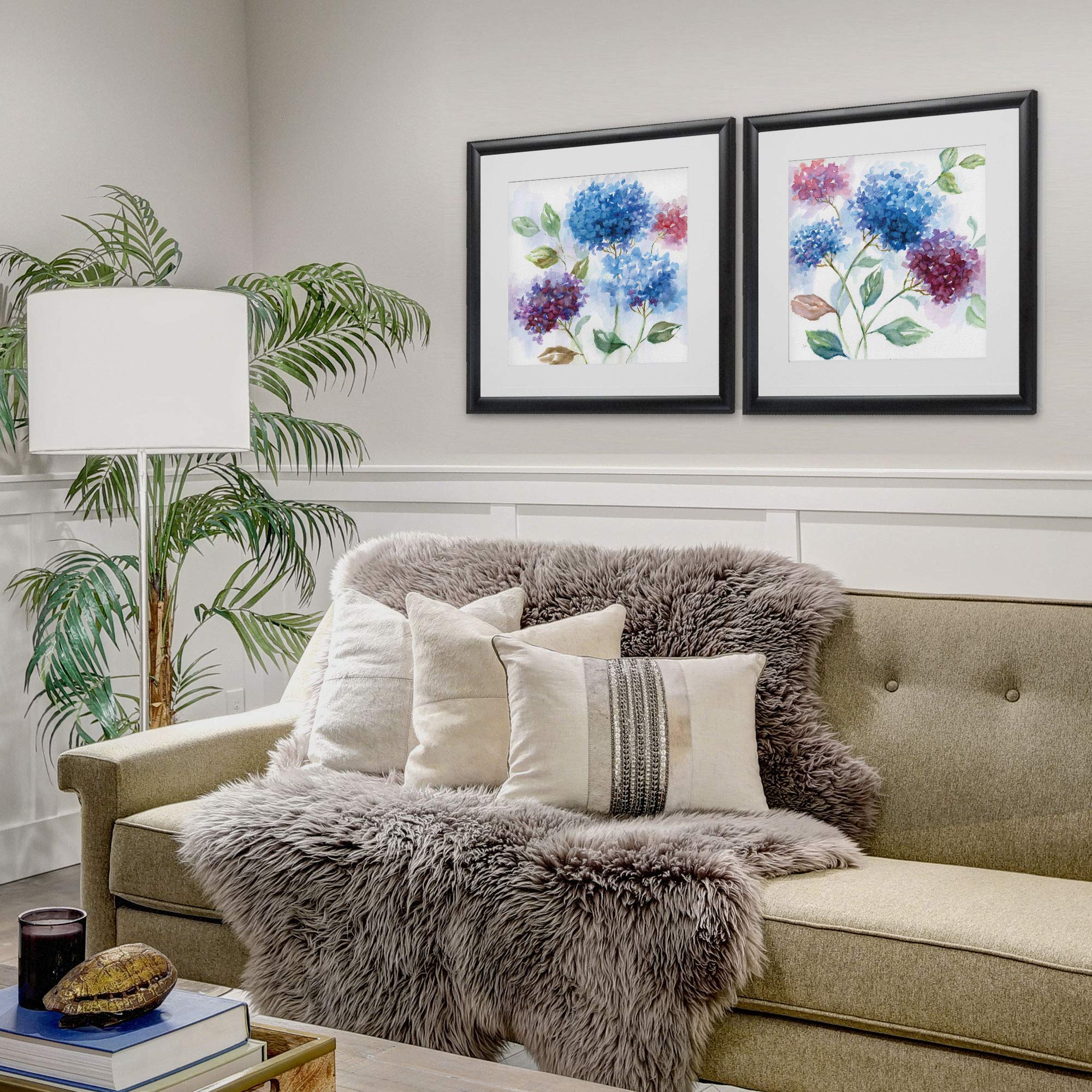 Wexford Home Hydrangea Harmony 2-Piece Decorative Throw Pillow Set | Floral Cushion Covers for Sofa, Bed & Living Room Decor