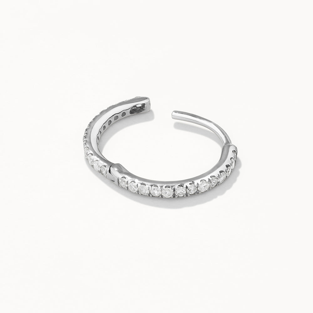 Diamond Helix Huggie Single Earring in Sterling Silver - Perfect for Cartilage Piercing, Everyday Wear & Special Occasions