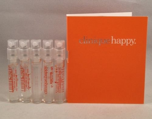 Clinique Happy Perfume for Women - 5 Pack Travel Size Spray Samples (0.05 Oz/1.5 mL Each) | Fresh Floral Fragrance | Perfect for Purse, Gym Bag & Everyday Carry
