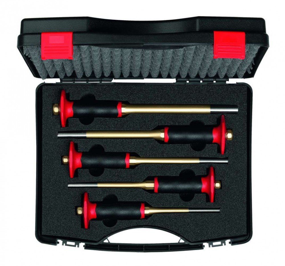 Rennsteig 425 154 0 Parallel Pin Punch Set - 5 Piece Gold/Black Metal Punch Tool Kit for Automotive, Machinery & DIY Repair Projects