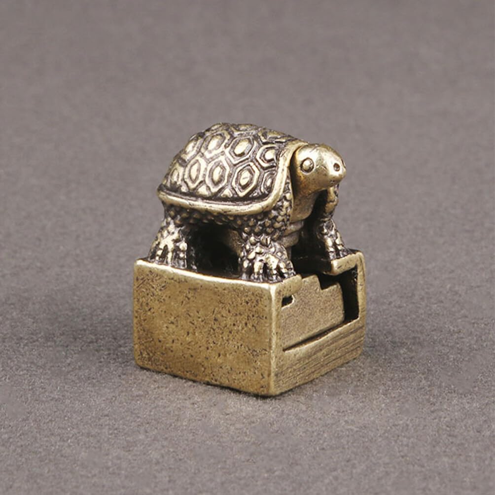 Yardwe Brass Turtle Wax Seal Stamp Set - Mini Turtle Statue for Home Office Desk Decor, Wax Seal Stamp for Invitations, Letters & DIY Crafts