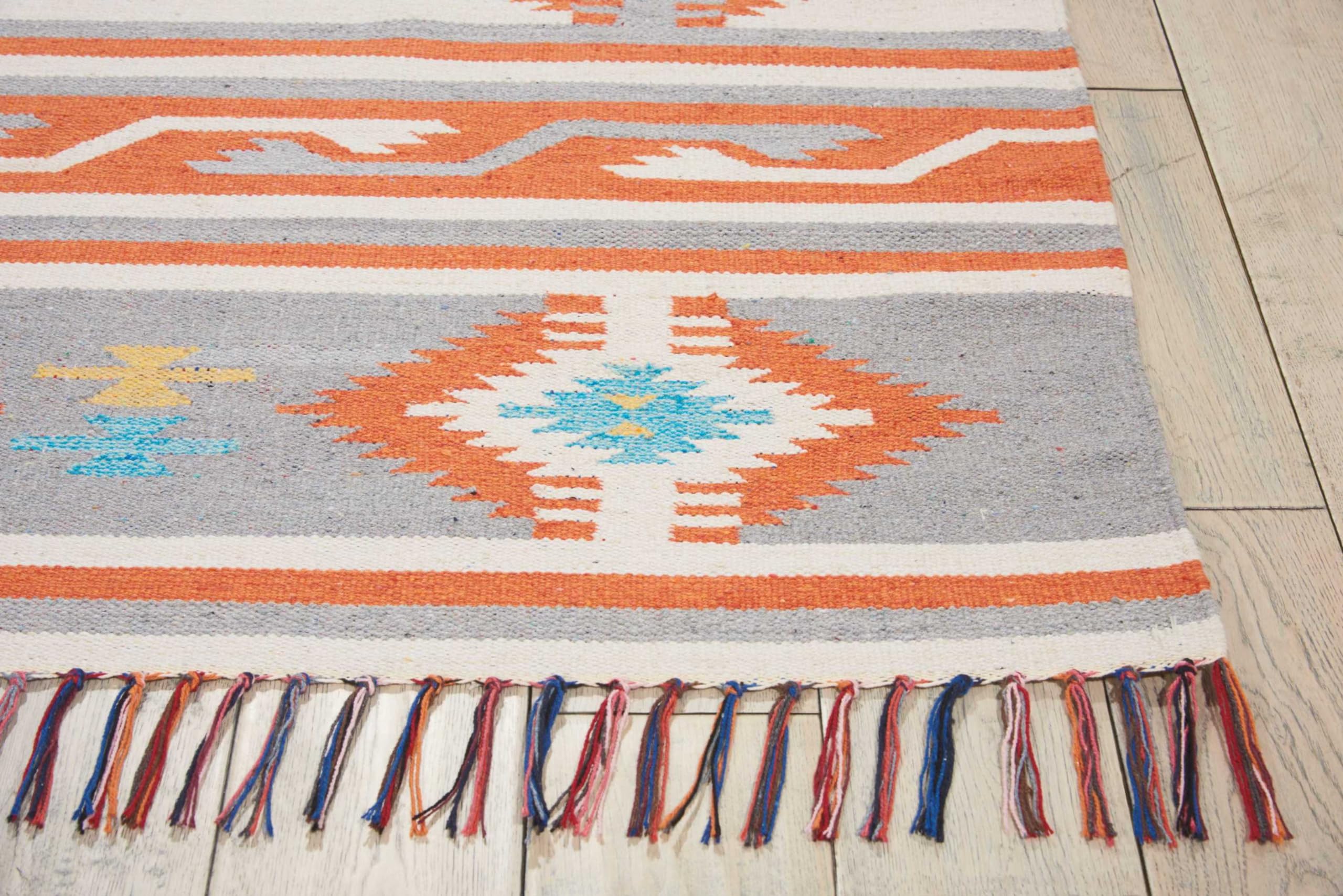 Nourison Baja Tribal Ivory/Grey 8' x 10' Area Rug - Easy to Clean, Non-Shedding, Soft & Durable - Perfect for Bedroom, Living Room, Dining Room & Kitchen Decor (8x10)