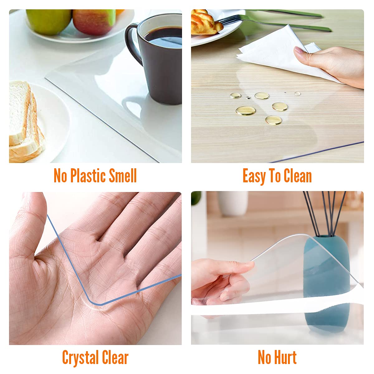 Royhom 1.5mm Thick Clear Table Protector - 54 x 54 Inch Waterproof Plastic Desk Mat for Office & Home - Durable Writing Surface Protector for Dining Tables, Workstations, Crafting & Study Areas