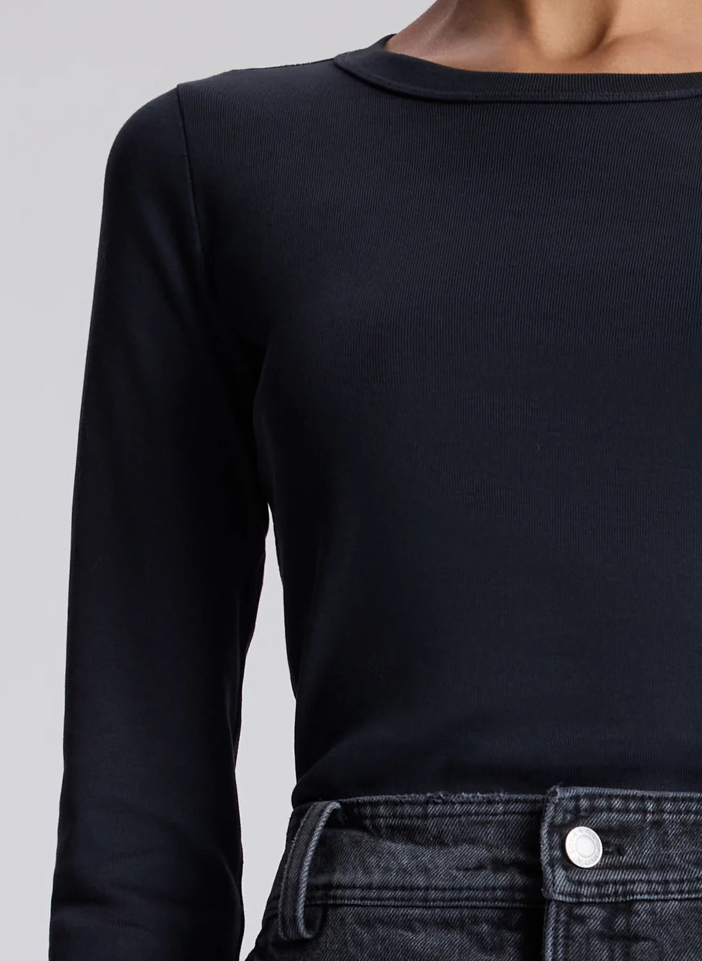 Ari Cotton Rib Long Sleeve T-Shirt for Women - Soft Stretch Comfort Fit Casual Basic Top - Perfect for Layering, Everyday Wear & Lounge Outfits