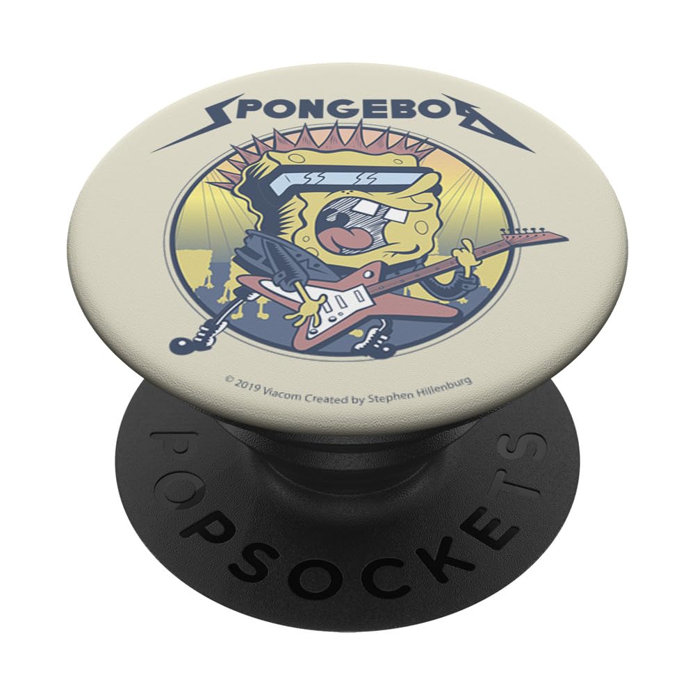 SpongeBob SquarePants Rock Star Circle Portrait PopSockets PopGrip - Swappable Phone Grip & Stand for iPhone, Samsung & Smartphones - Perfect for Music Lovers & Cartoon Fans
