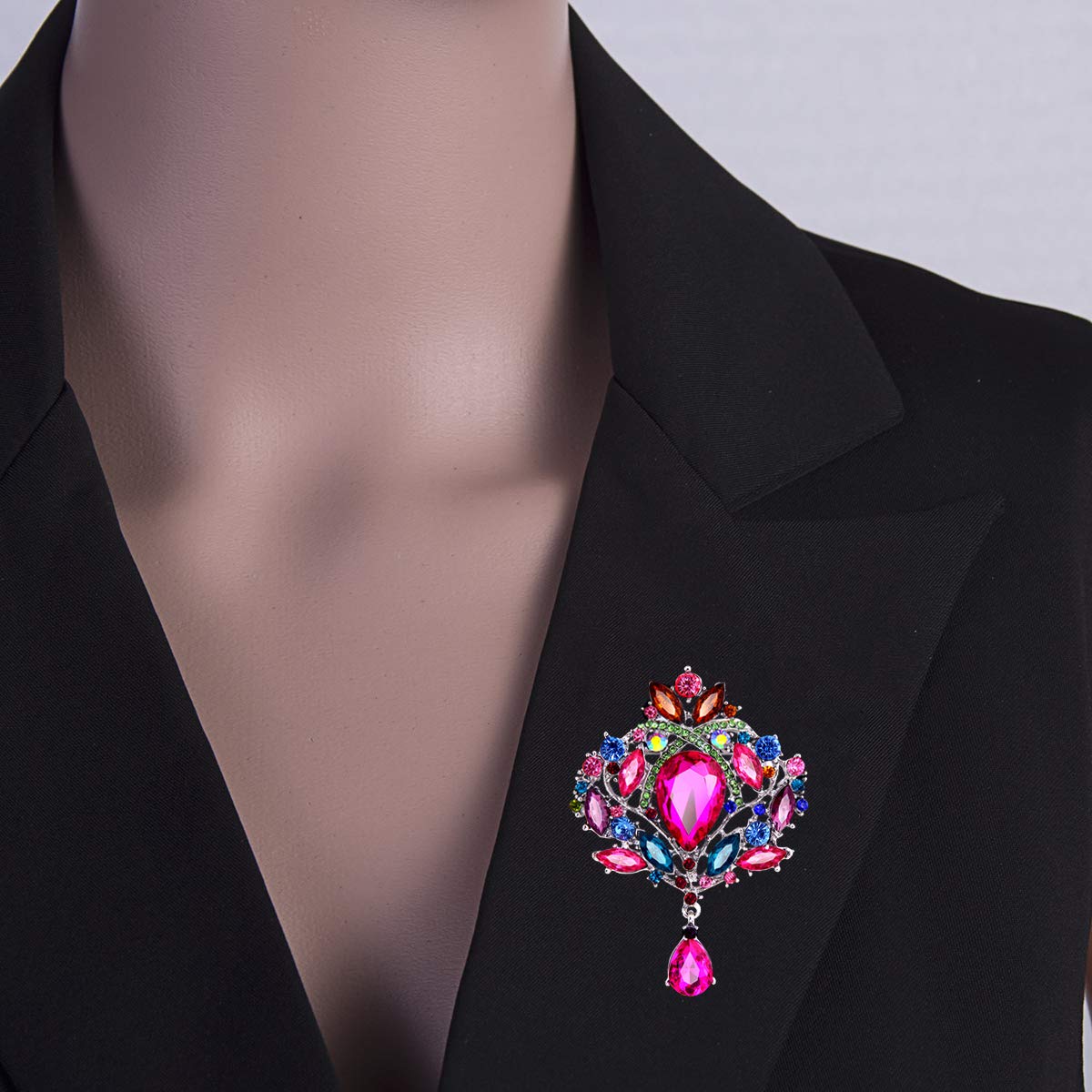 Seven Wolves Rhinestone Crystal Crown Brooch for Women - Elegant Dress Accessory