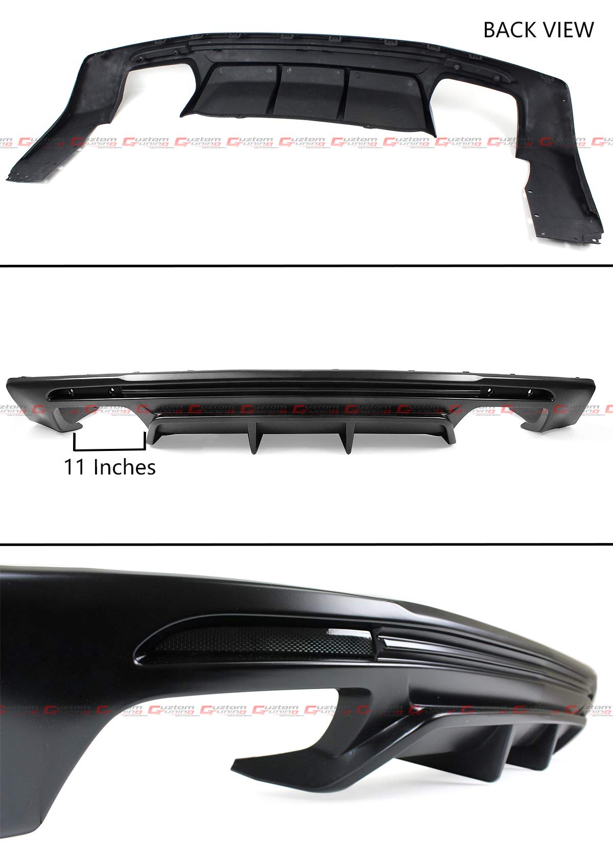 AMPP Style Matt Black Shark Fin Rear Bumper Diffuser with Smoked Tinted Lens Reflector - Compatible with 2016-2024 Chevrolet Camaro LT/SS/RS Models | Upgrade Your Car's Rear Styling for Sporty Look & Enhanced Aerodynamics
