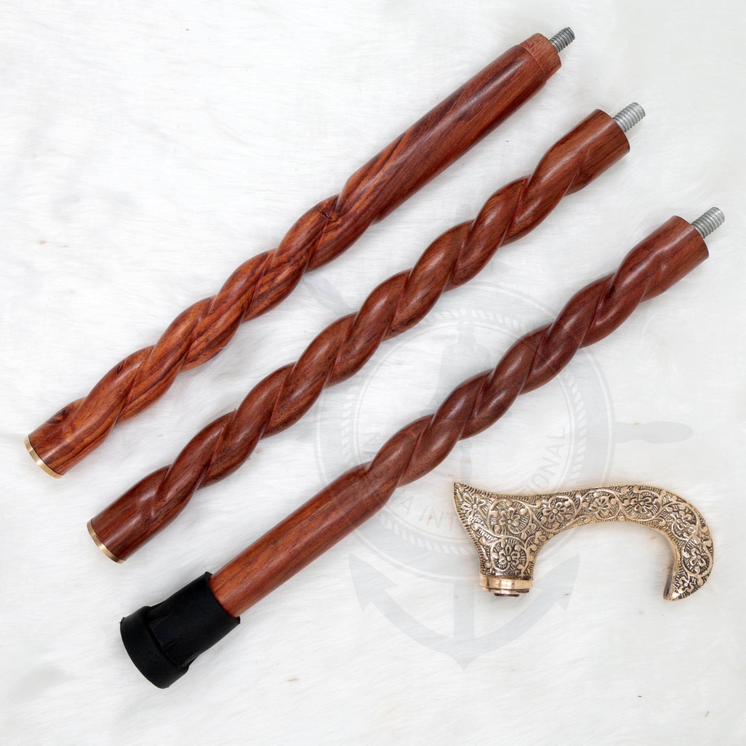 Premium Aluminum & Brass Decorative Rosewood Walking Cane - Full Size Adjustable Walking Stick for Men & Women - Ideal for Hiking, Fashion Accessory & Elderly Support