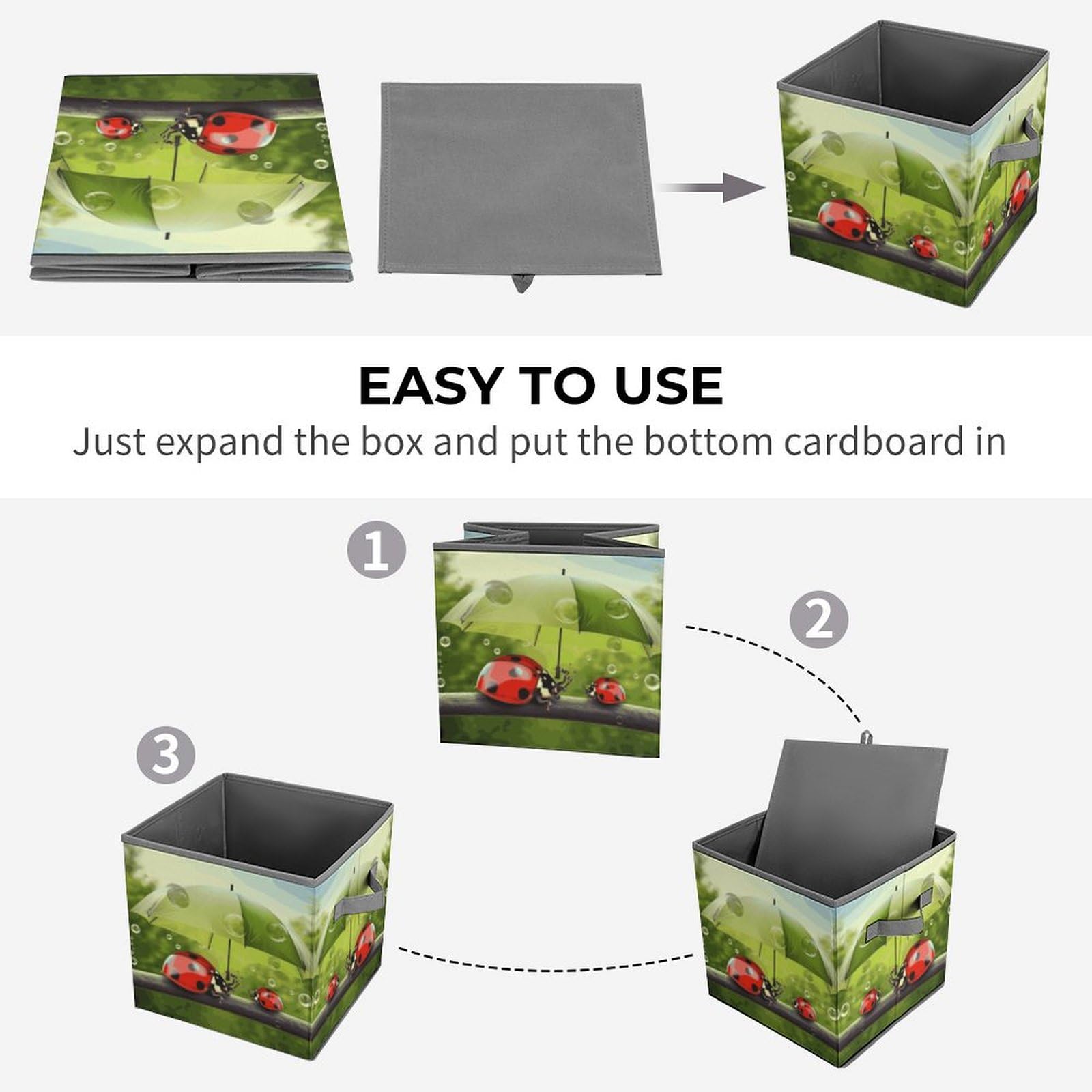 Funny Ladybug Storage Box with Umbrella Handle - Foldable Clothes Organizer for Cabinet, Shelf & Closet | Perfect for Kids' Room, Nursery & Seasonal Clothing Storage