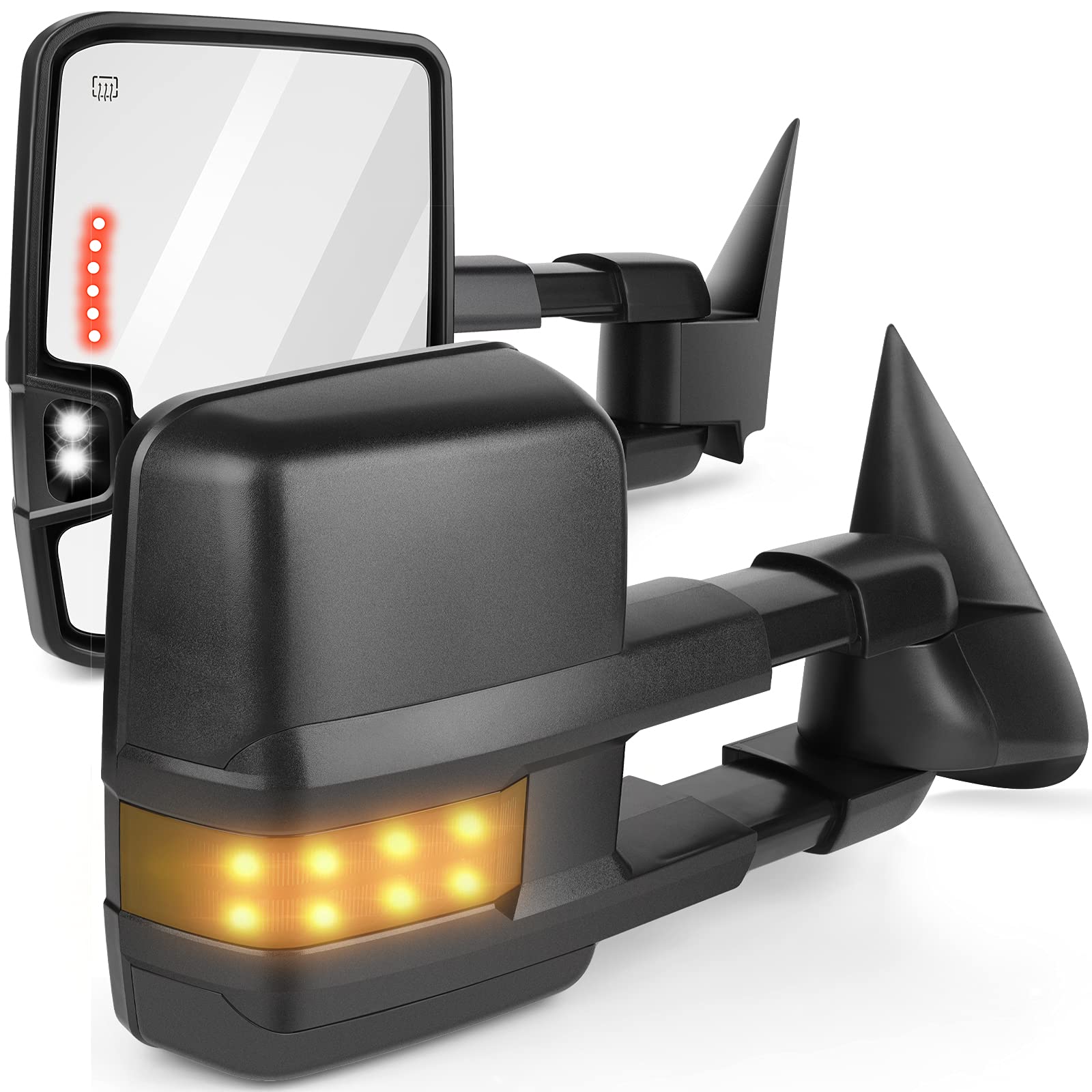 AUTOMUTO Power Heated Towing Mirrors with Turn Signal & Puddle Light - Compatible with Ford F-150 2004-2014 (LH Driver & RH Passenger Side) - Perfect for Towing, Off-Roading & Night Driving