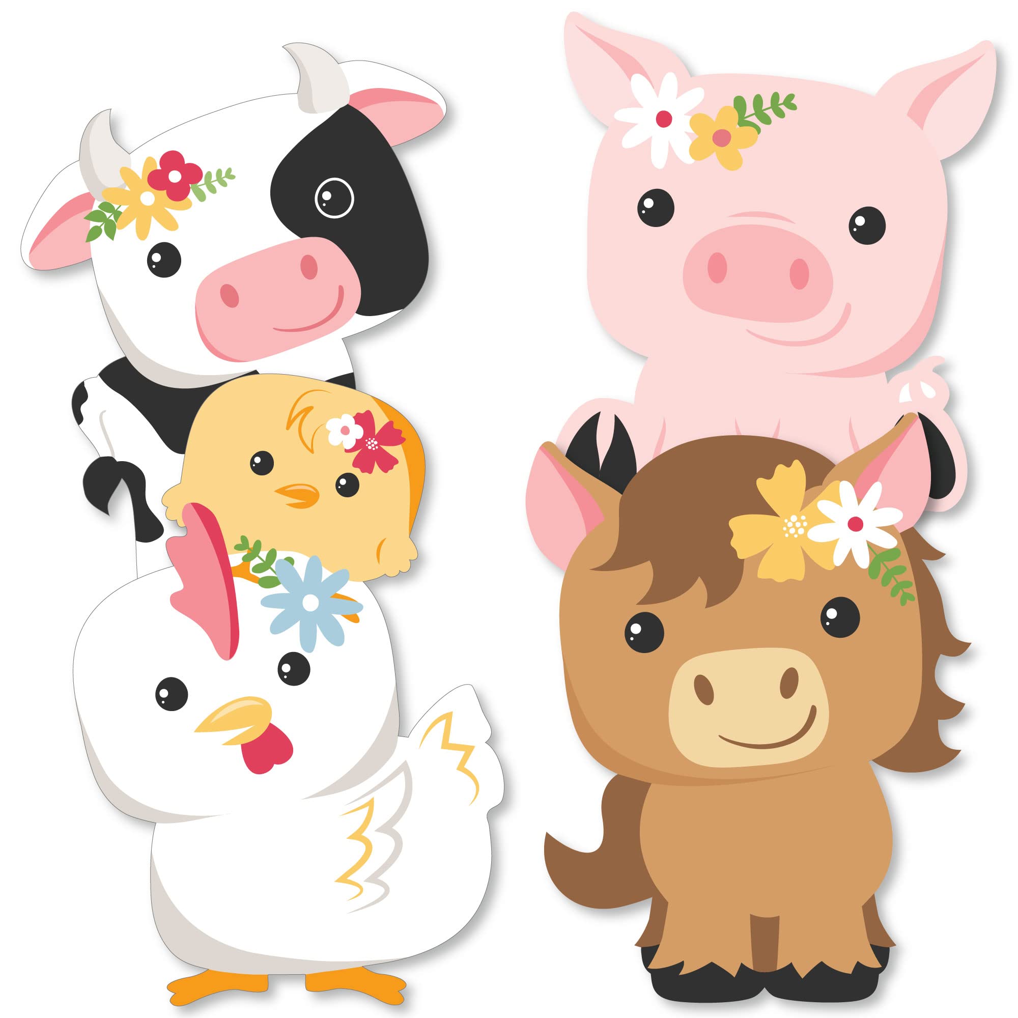 Big Dot of Happiness Girl Farm Animals Decorations - DIY Pink Barnyard Baby Shower or Birthday Party Essentials (Set of 20) - Perfect for Nursery Wall Decor, Kids Room Party Supplies & Farm Theme Celebrations