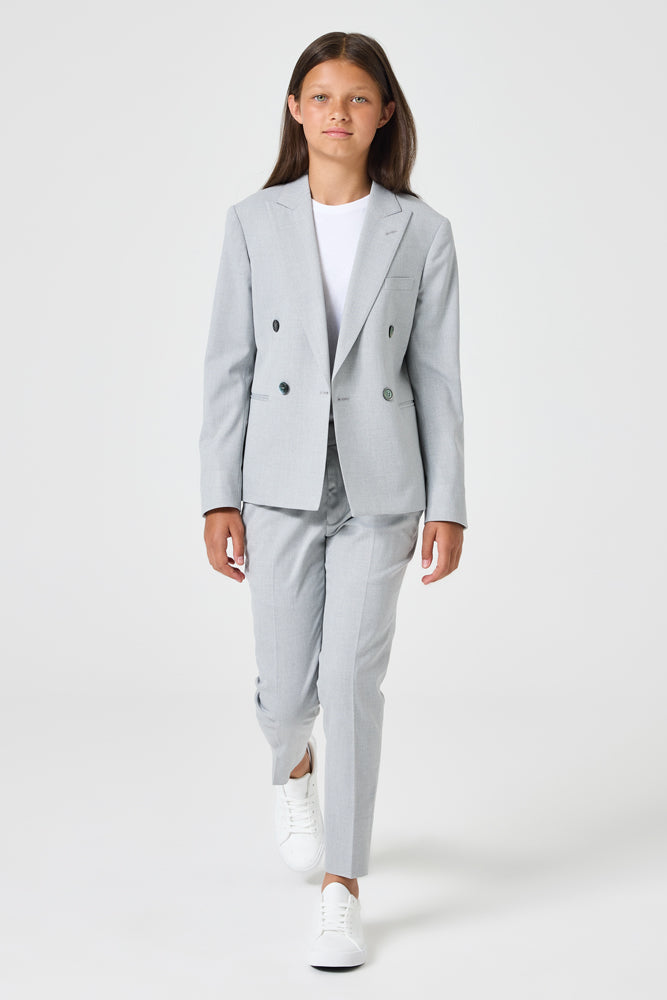 Frankie 2 Piece Double Breasted Suit for Men - Grey Stretch Wool Business Suit - Perfect for Weddings, Office & Formal Events