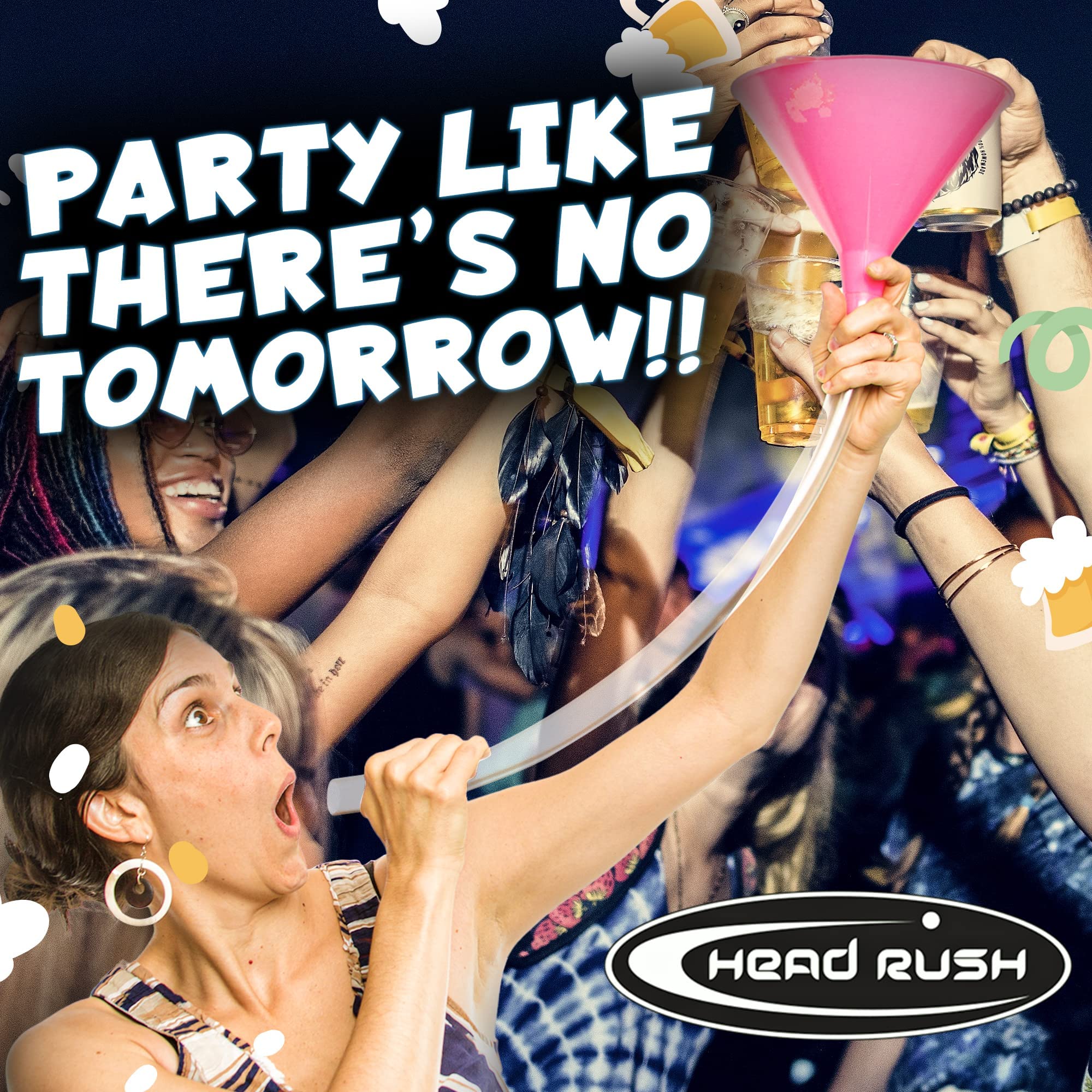 Head Rush Flamingo Bird Beer Bong - Unique Shaped Drinking Funnel for Adults | Multi-Use Party Essentials | Glow in The Dark & Pink 2-Pack | Perfect for Beer Pong, Tailgating & College Parties