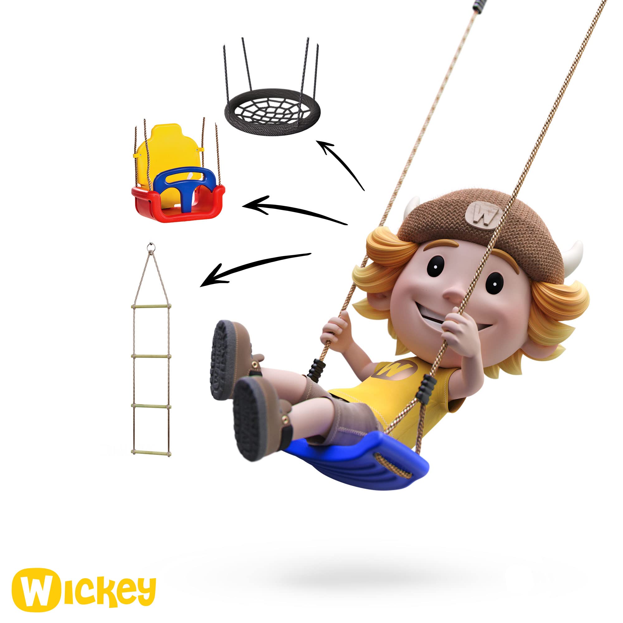 WICKEY Kids Swing Set with Stand - Red Wooden Swing for Backyard, Garden, and Outdoor Play | Heavy Duty Swing Frame for Children's Playground and Home Use