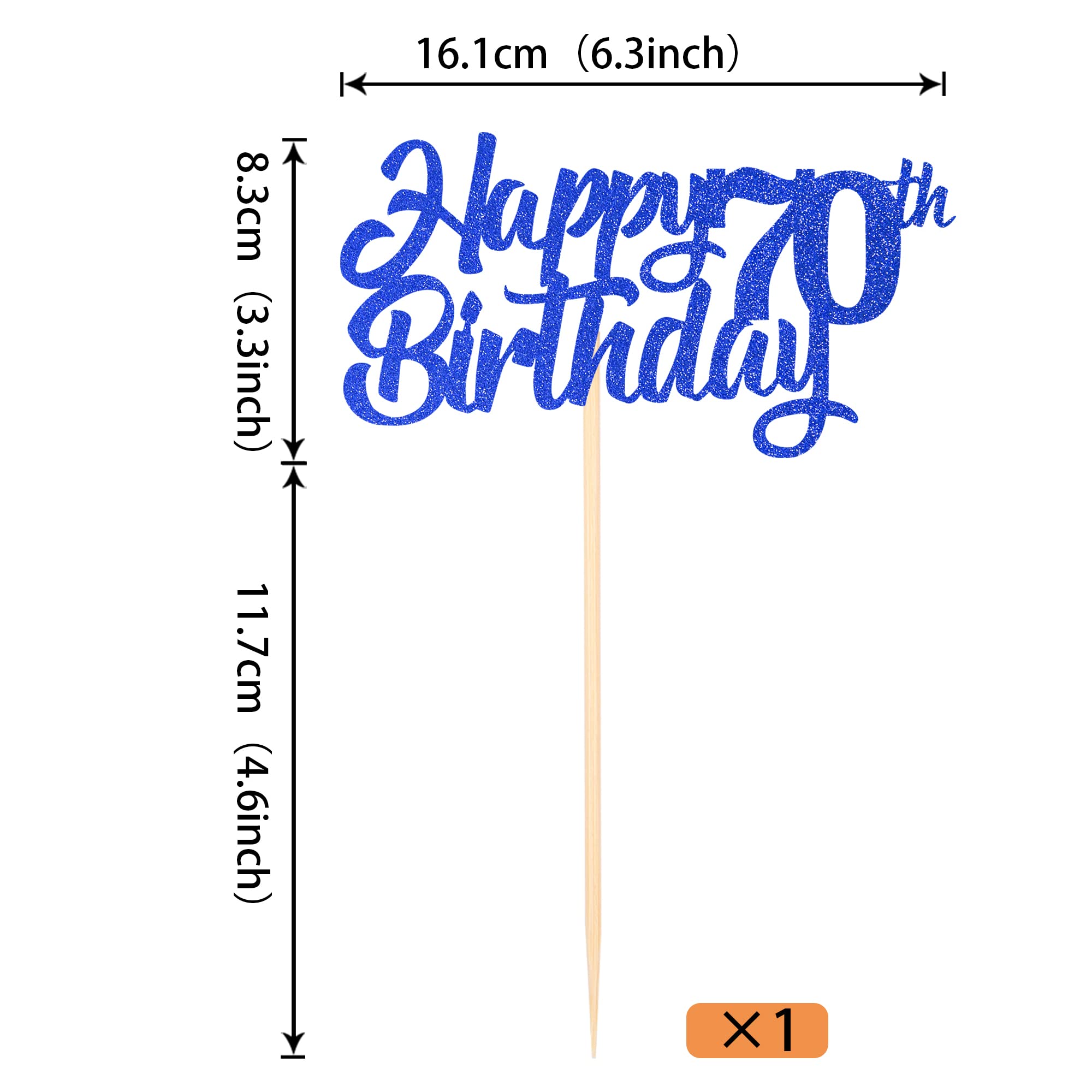 1 Pack Glitter 70th Birthday Cake Topper - Cheers to 70 Years Old, Seventy Fabulous Cake Decorations for 70th Birthday Theme Party Supplies (Blue) - Perfect for Milestone Celebrations & Retirement Parties