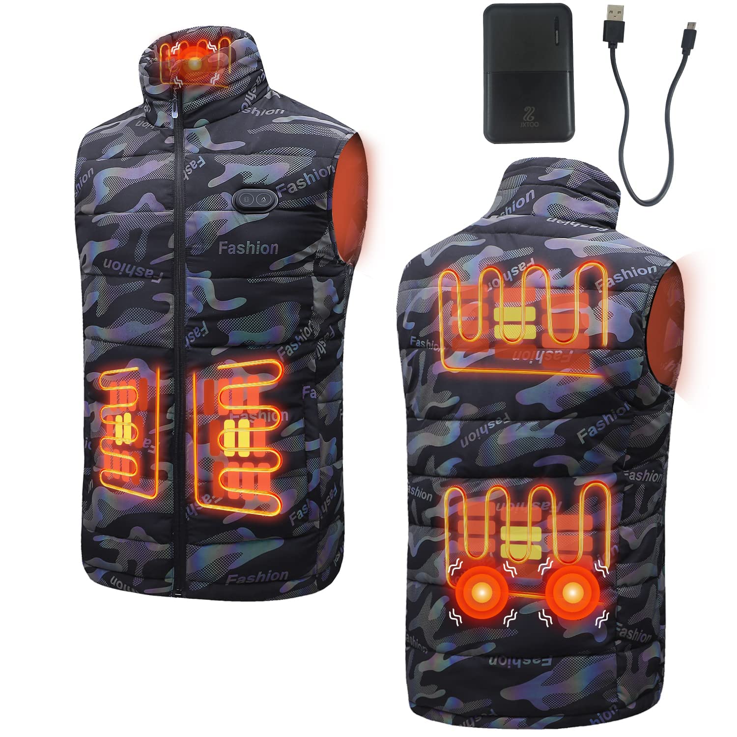 Men's Heated Vest with Battery Pack - Lightweight Waterproof Winter Jacket, Warm Fleece Puffer Vest for Outdoor Activities (Hiking, Skiing, Camping)
