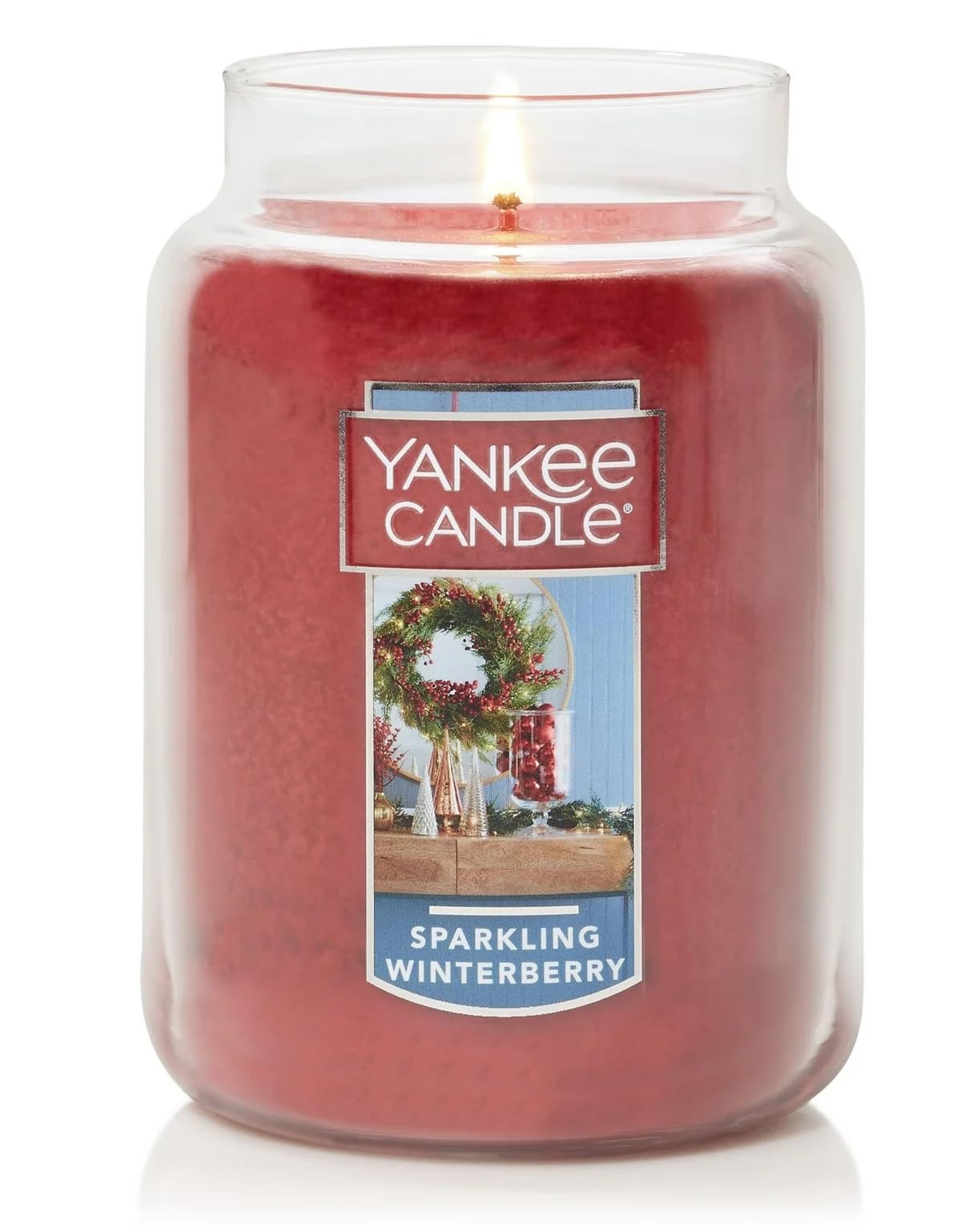 Yankee Candle Holiday 2023 Sparkling Winterberry Large Classic Jar Candle - 22oz Scented Candle for Christmas Decor, Home Fragrance, Gift Idea & Cozy Winter Nights