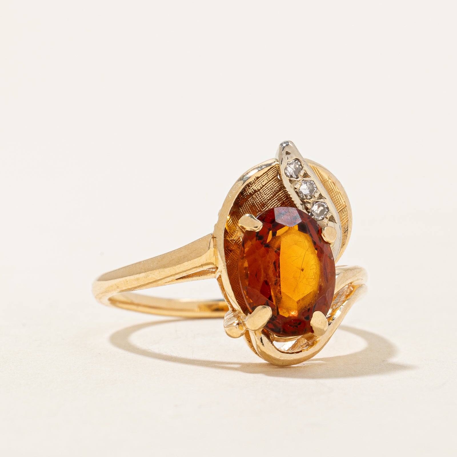 1.50ct Mandarin & Citrine Gemstone Ring | 0.03ctw Diamond Accents | Size 6.25 | Elegant Birthstone Jewelry for Women | Perfect for Anniversary, Birthday & Special Occasion Gifts