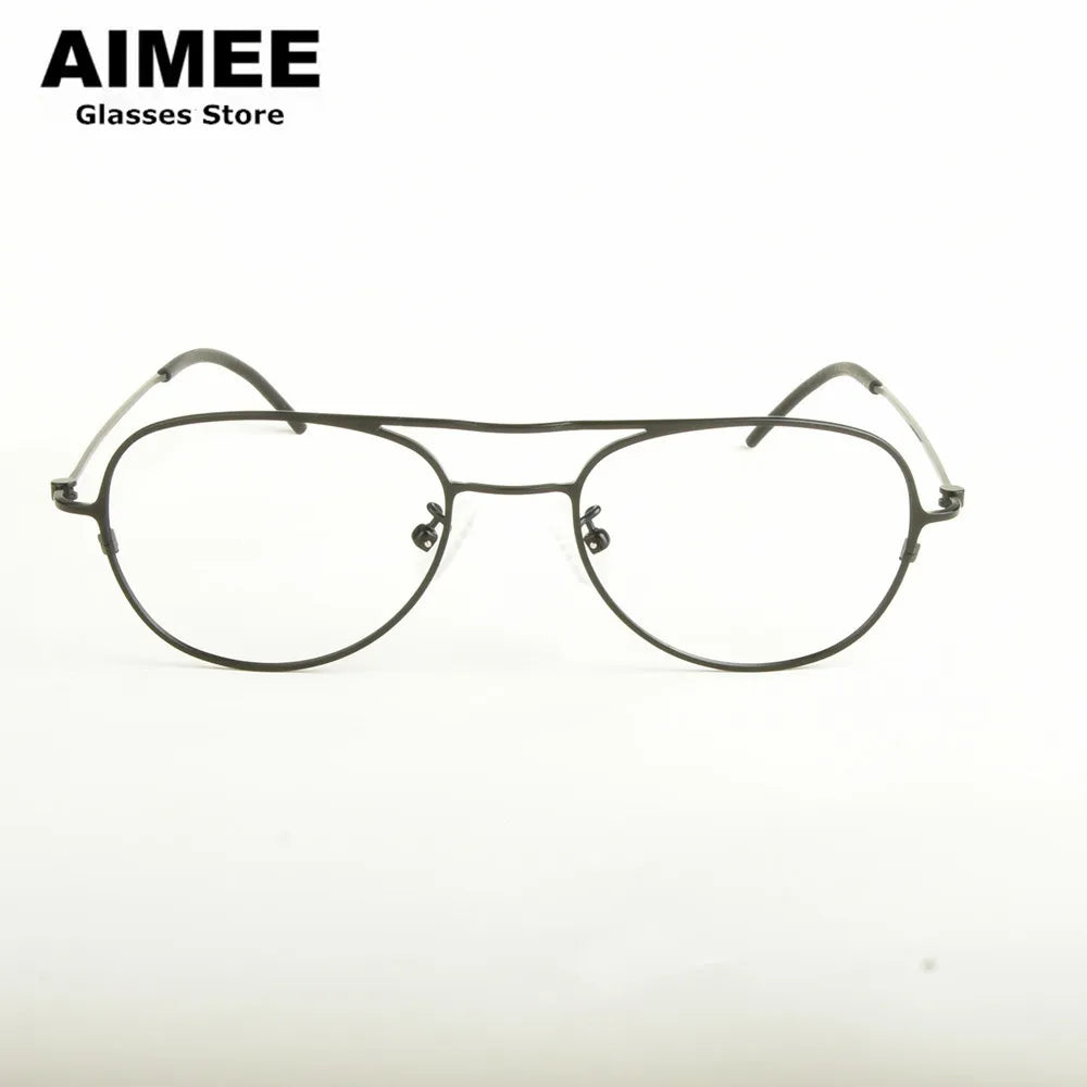 Aimee Unisex Full Rim Oval Double Bridge Titanium Eyeglasses Frame 14507 - Lightweight Durable Glasses for Men & Women - Perfect for Reading, Working & Daily Wear