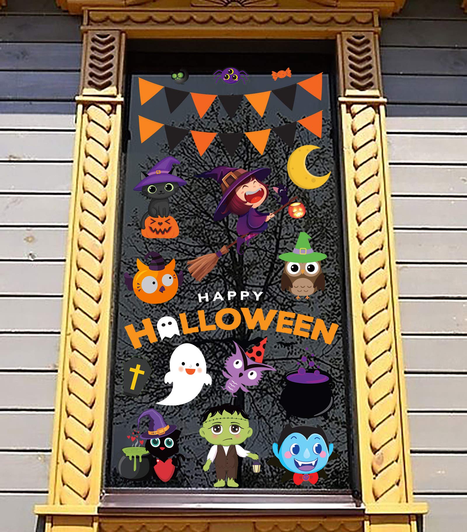 88 PCS Halloween Window Clings - Cute Pumpkin Ghost Stickers for Window Decorations | Halloween Party, Home & Office Decoration