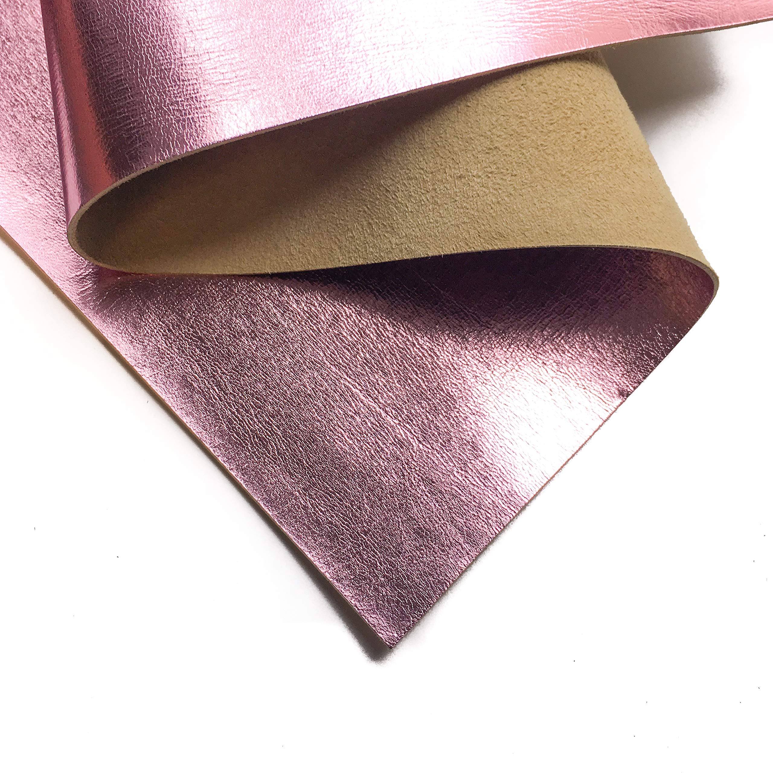 Genuine Rose Quartz Metallic Leather - Shiny Leather Material for Sewing, Crafting & Jewelry Making (10x10In/25x25cm) - Perfect for DIY Projects, Handmade Accessories & Home Decor