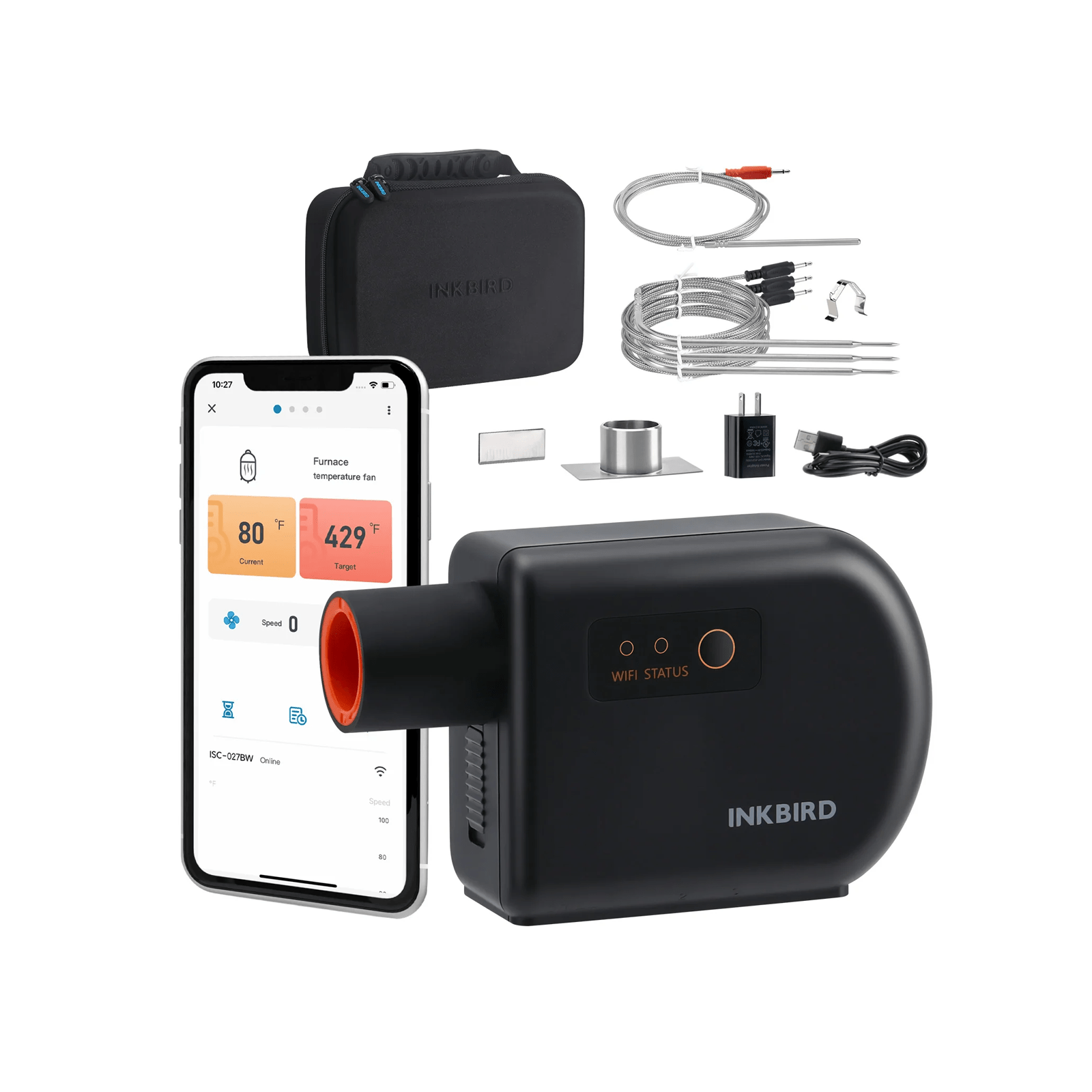 Premium BBQ Smoker Temperature Control Fan Kit - ISC 027BW - PID Controller with Bluetooth for Precision Grilling & Smoking - Perfect for Backyard BBQs, Camping & Outdoor Cooking