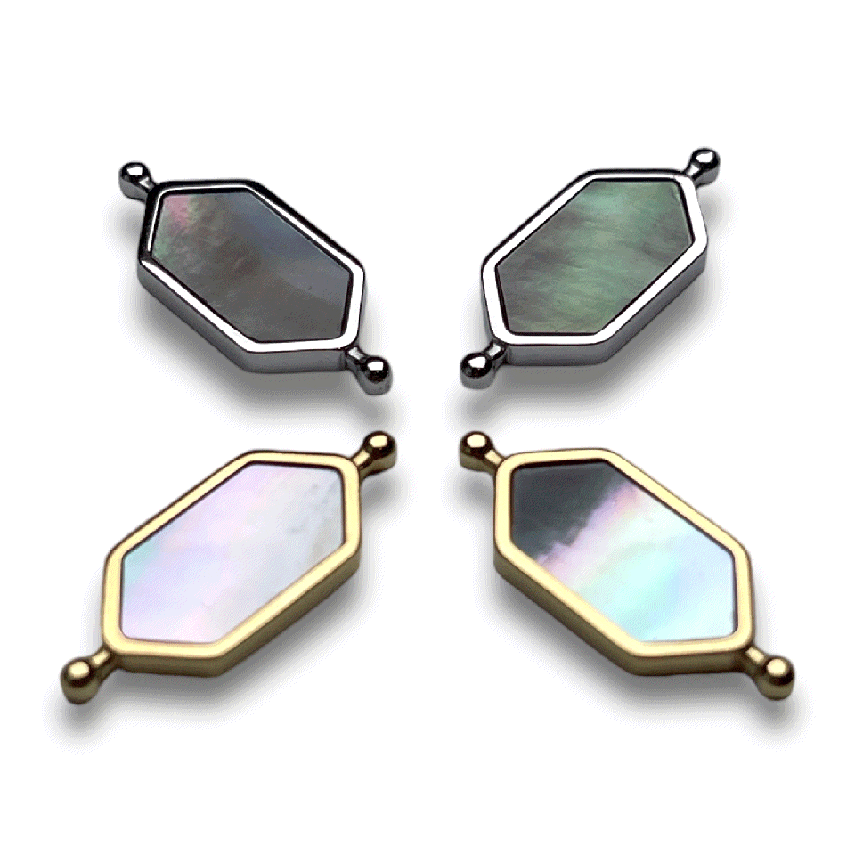 Hexagonal Gray Shell Crystal Element Bar - Natural Healing Stones for Meditation, Yoga & Home Decor