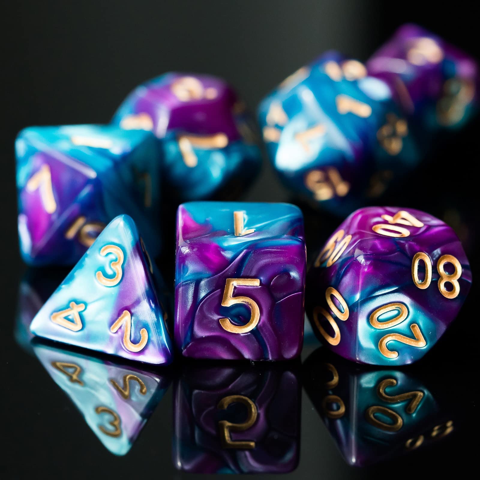Premium 5 Sets DND Dice Polyhedral Dice Set (35pcs) with Leather Pouch - Vibrant Double-Color RPG Dice for Dungeons & Dragons, Pathfinder, MTG & Tabletop Gaming - Perfect for Campaigns, Gift Giving & Game Nights