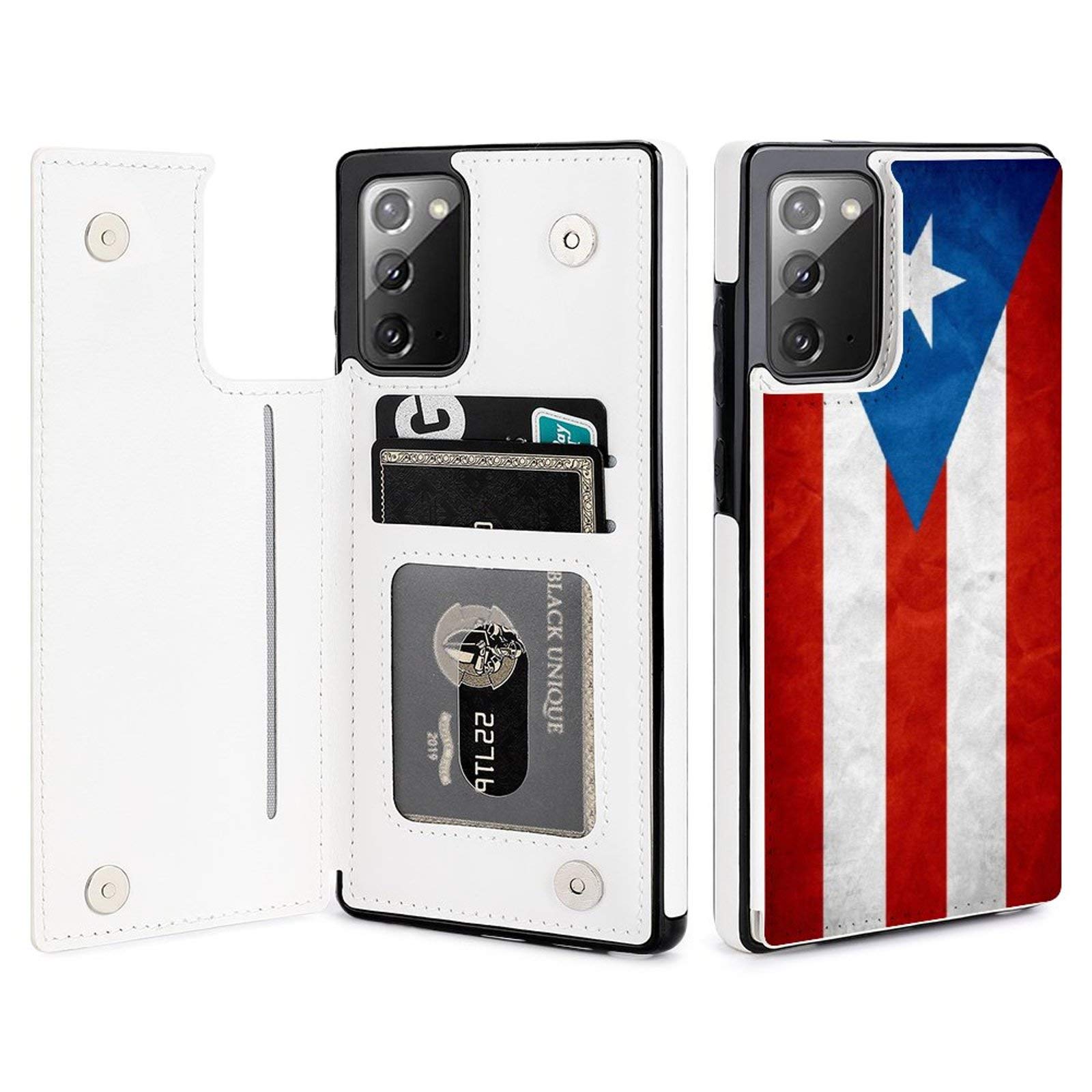 Puerto Rico Flag Samsung Galaxy Note 20 Wallet Case - Premium TPU Leather Folio Stand Cover with Card Slots & Magnetic Closure | Perfect for Travel, Work & Daily Protection