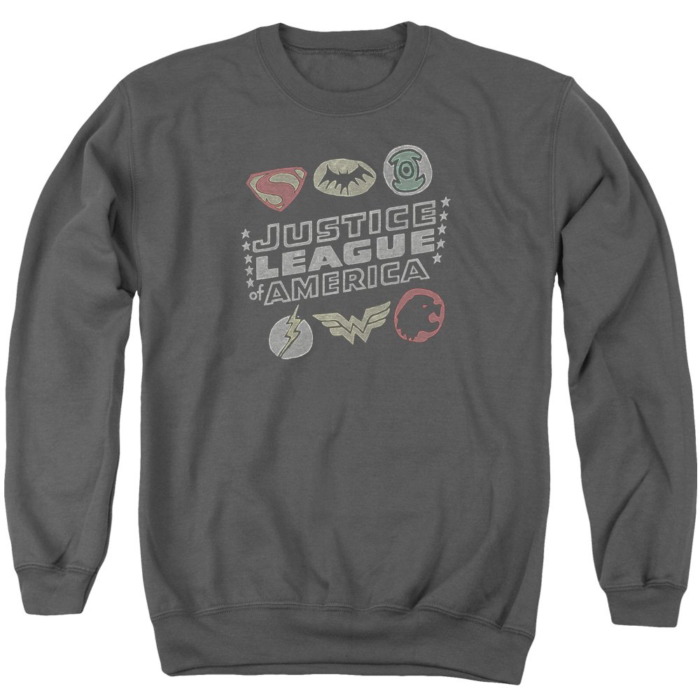 JLA Symbols Unisex Crewneck Sweatshirt for Men & Women | DC Comics Inspired Casual Wear | Perfect for Cosplay, Comic Con & Everyday Fashion