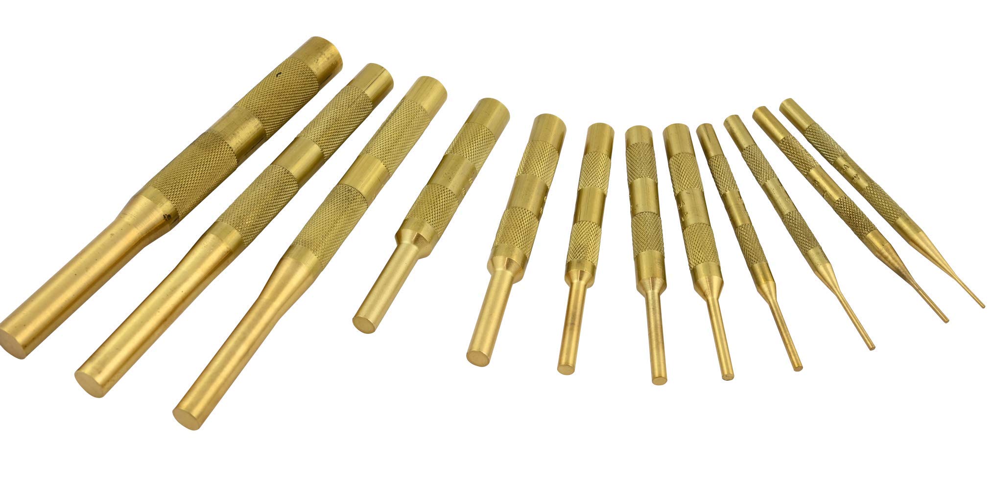 12-Piece Brass Pin Punch Set with Storage Pouch - Made in USA - Perfect for Automotive, Woodworking & Metalworking Projects