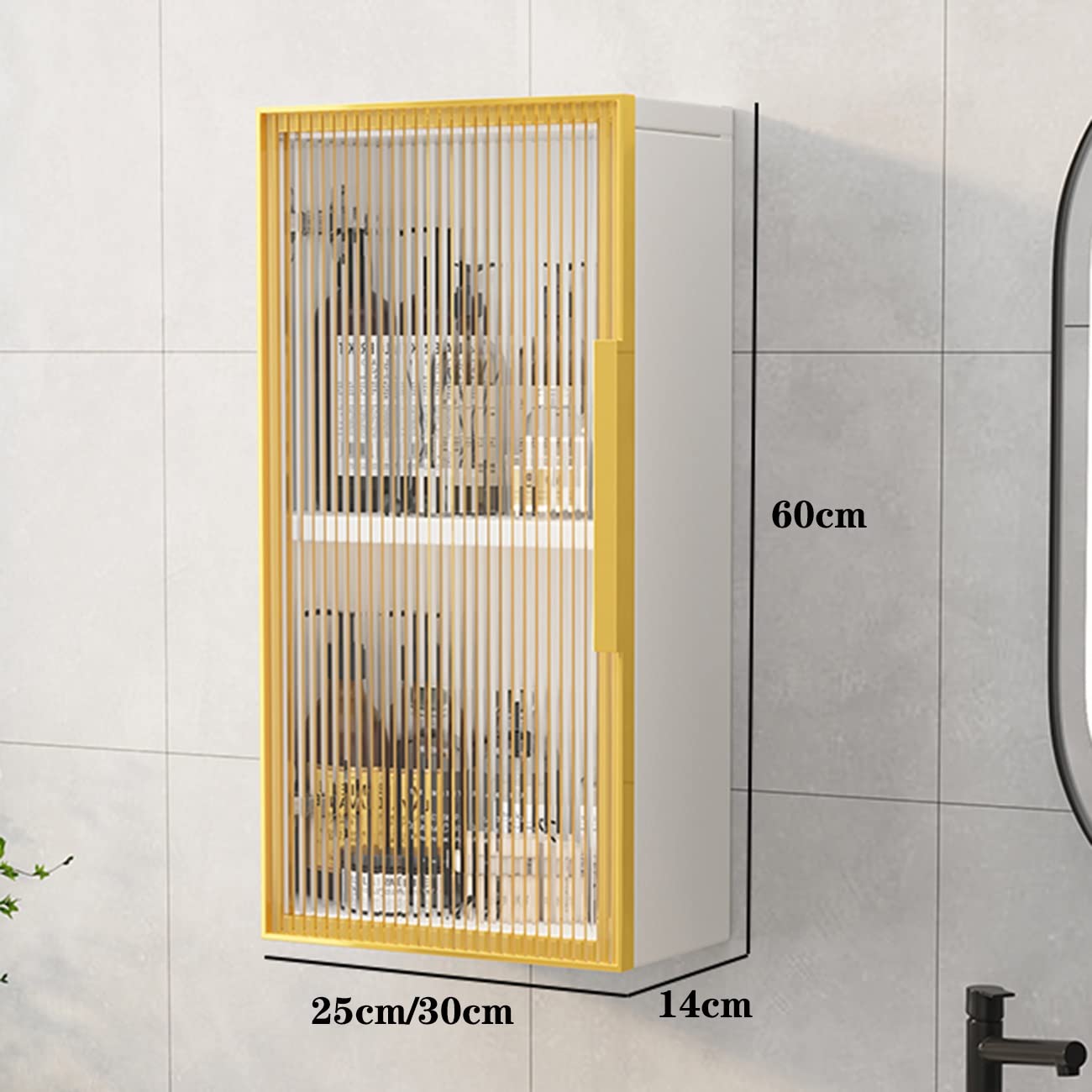 Wall Mounted Cabinet with Glass Door - Multi-Layer Storage Shelf for Living Room, Entryway & Bathroom - Heavy Duty Wall Cabinet for Home Organization (Perfect for Small Spaces, Entry Storage & Bathroom Essentials)
