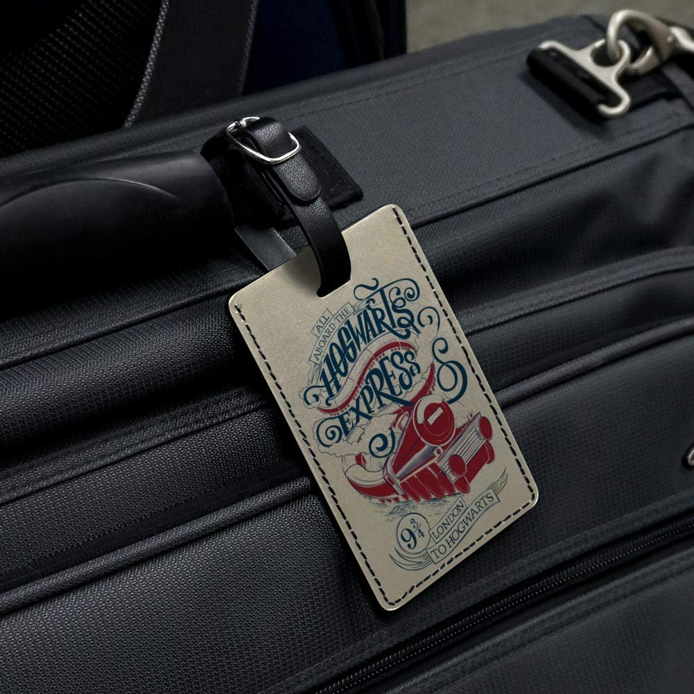 Harry Potter Hogwarts Express Leather Luggage Tag - Rectangle Carry-On ID Tag for Suitcases & Bags - Perfect for Travel, Cosplay & Harry Potter Fans