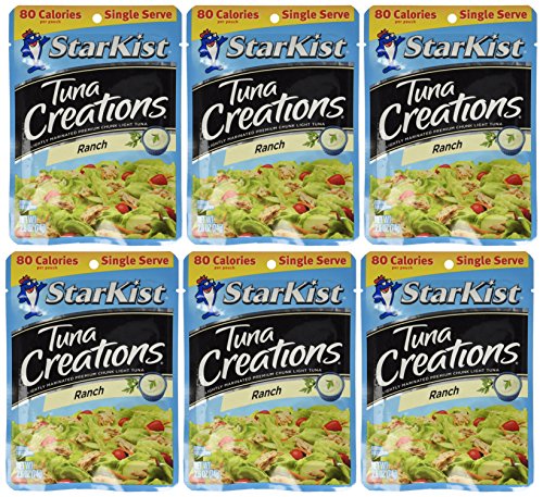 Starkist Tuna Creations Ranch Flavor Single Serve 2.6oz Pouch (Pack of 6) - Ready-to-Eat Protein Snack for Lunch, Camping & On-the-Go Meals