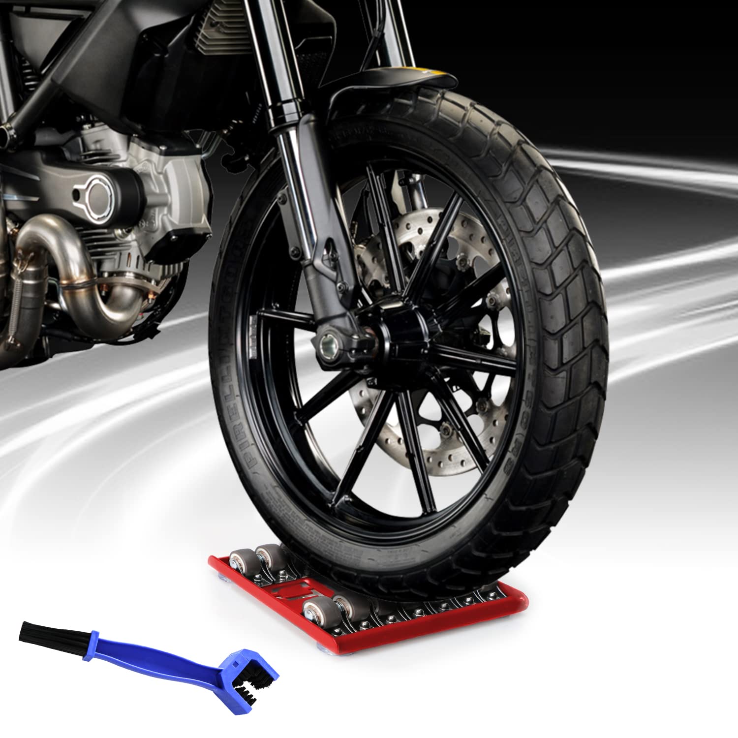 **Asko Aoyupe Red Motorcycle Wheel Cleaning Stand - Slip-Resistant Paddock Stand Replacement for Tire Cleaning & Chain Lubrication - Portable Bike Wheel Stand for Bikes Under 600 lbs - Ideal for Garage, Track & DIY Maintenance**
