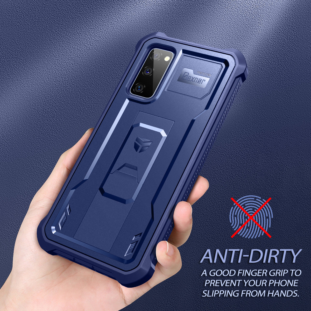 Dexnor Heavy Duty Shockproof Rugged Case for Samsung Galaxy S20 FE with Built-in Kickstand & Screen Protector - Perfect for Outdoor, Work, and Daily Protection