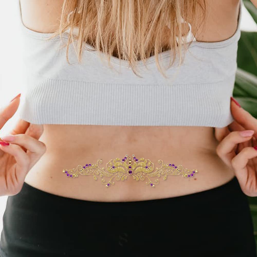 Comet Busters Gold Glitter Temporary Tattoo Stickers for Body Art - 24PCS Waterproof Fake Tattoos for Parties, Festivals & Costume Events (BT211)