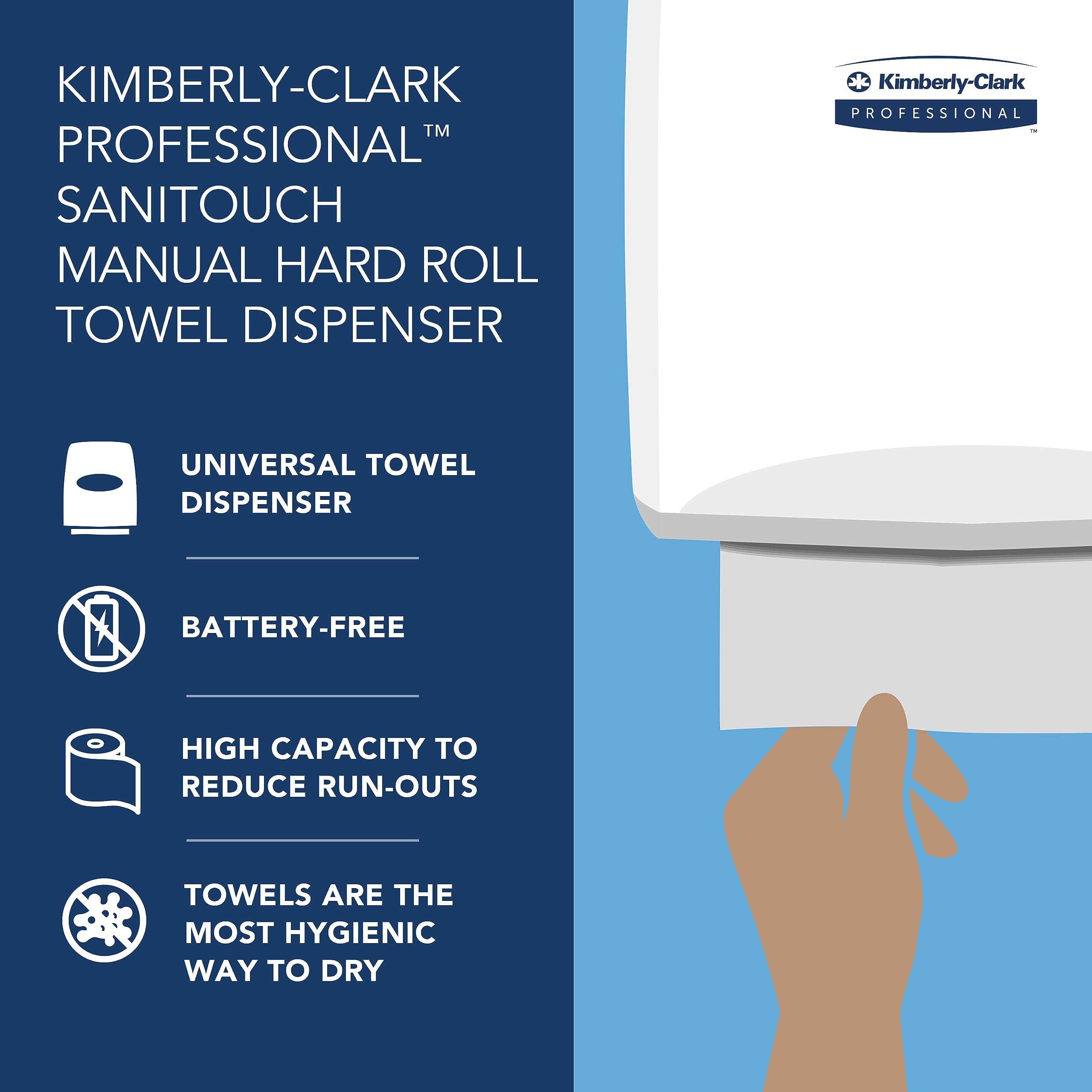 Kimberly-Clark Sanitouch Hands-Free Hard Roll Paper Towel Dispenser (09991) - White, 12.63