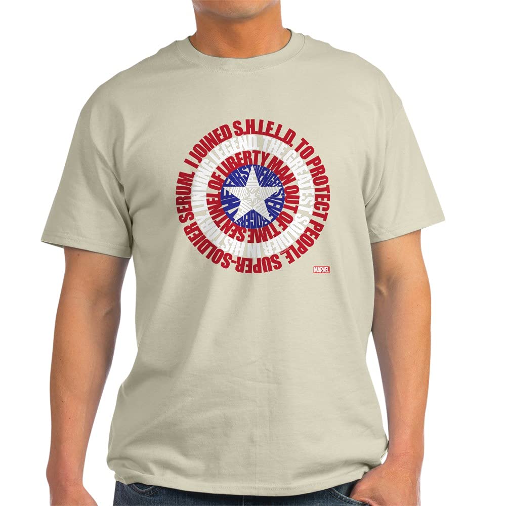 Captain America Word Shield Dark T-Shirt - 100% Cotton Graphic Tee for Men & Women | Perfect for Marvel Fans, Cosplay & Casual Wear