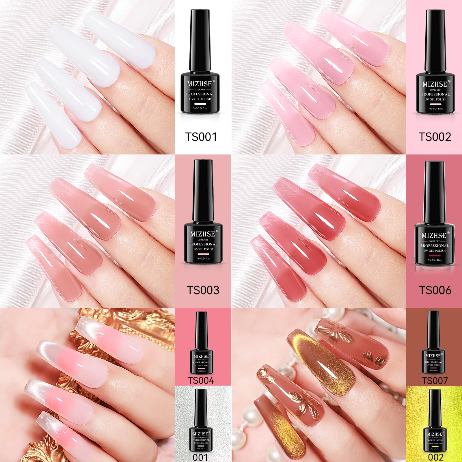 MIZHSE Jelly Gel Nail Polish Set - 12 Classic Cat Eye Gel Colors (Gold, Silver, Nude Pink, Brown) with Glitter & Magnet for Salon-Quality Manicures | Soak Off UV/LED Gel Polish Kit for Home & Professional Use | Perfect Gift for Nail Lovers & DIY Manicure Enthusiasts