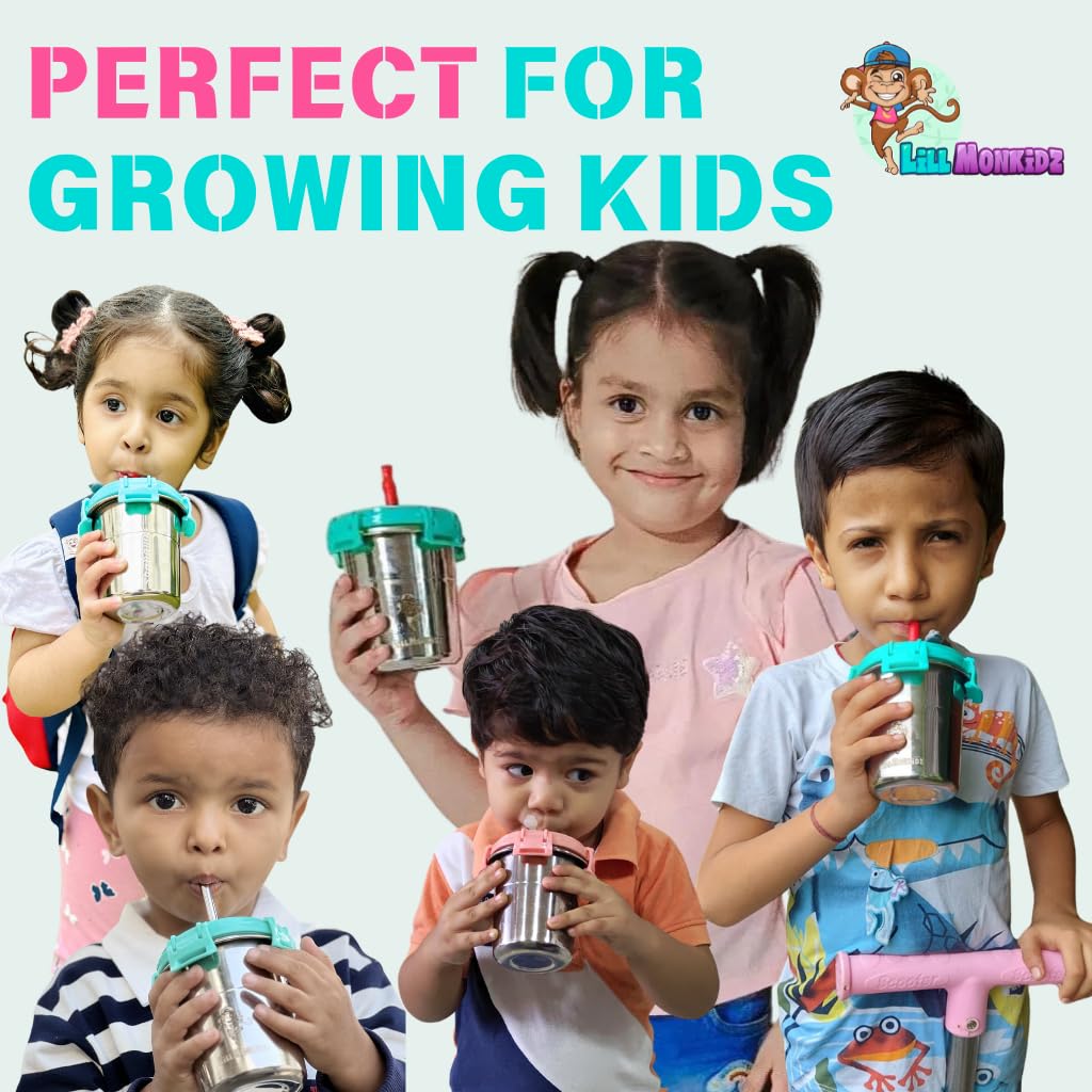 Personalized Kids Stainless Steel Tumbler with Straw - 300ml for School & Outdoors