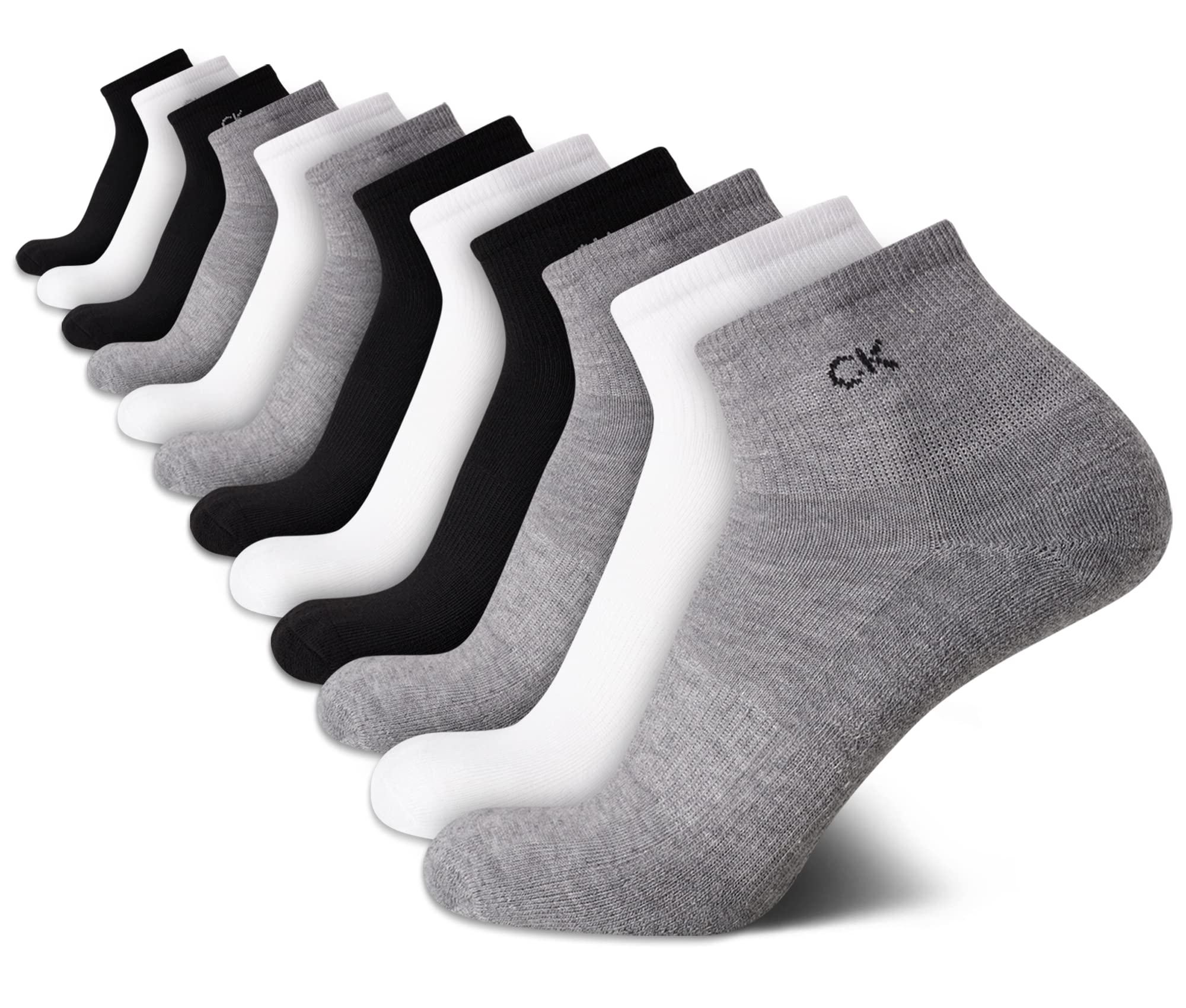 Calvin Klein Men's Athletic Cushioned Quarter Cut Ankle Socks - 12 Pack for Running, Gym & Casual Wear | Breathable Comfort Socks for Sports & Everyday Use